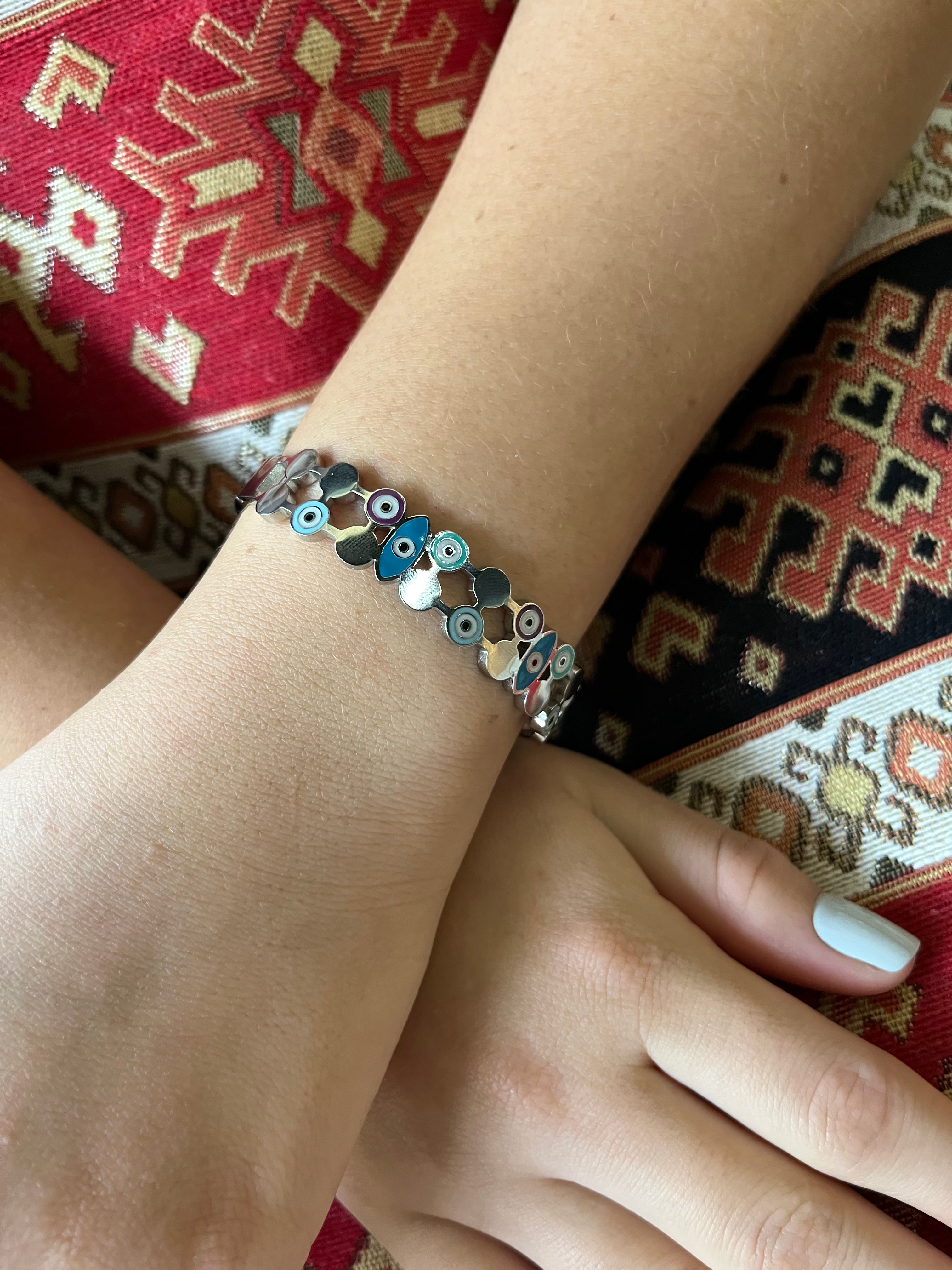 Stainless Steel Evil Eye Bracelet - SCBR7N09 - BUJIX