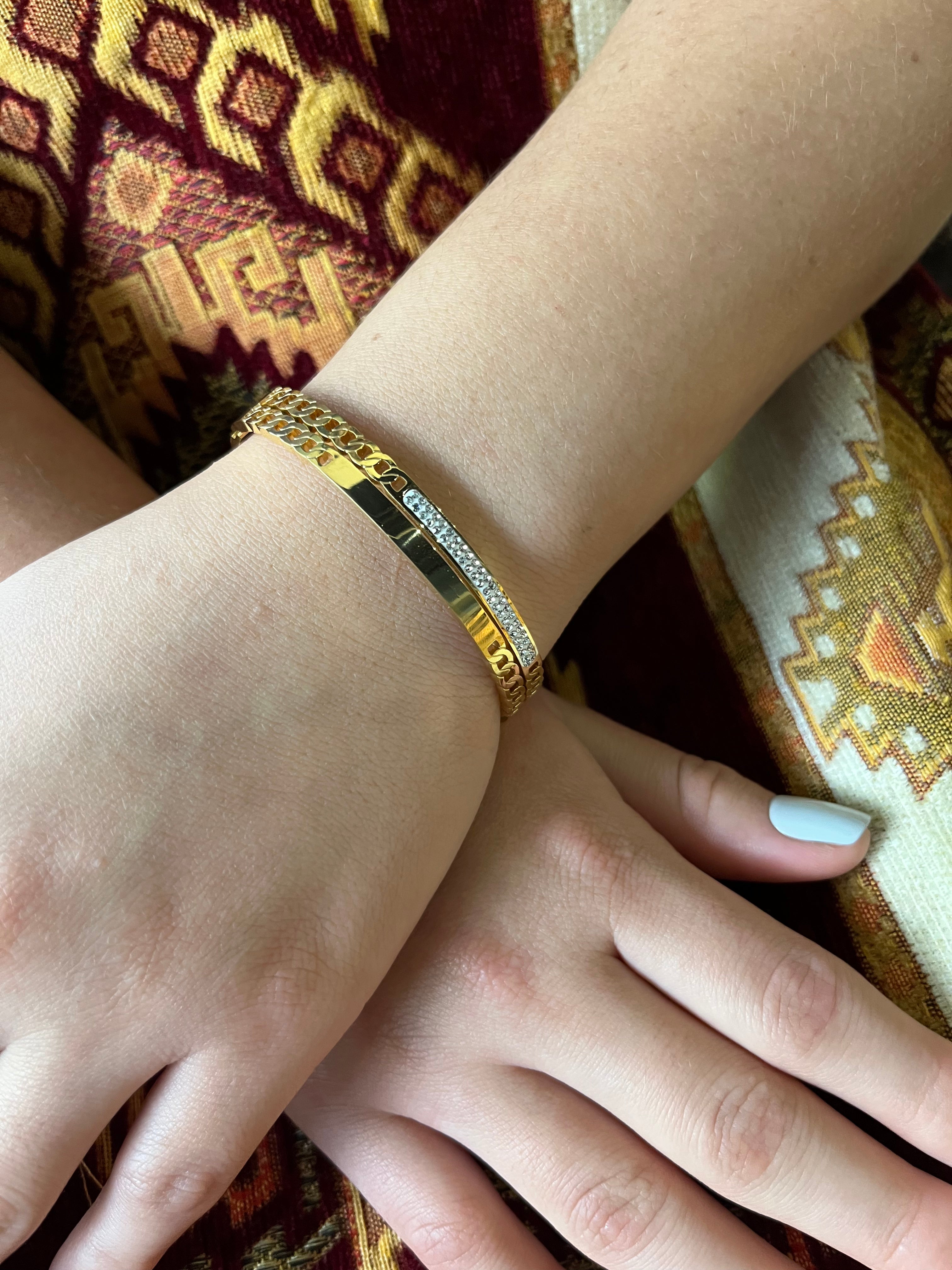 Stainless Steel Zircon Bangle Bracelet - SCBR8N03 - BUJIX