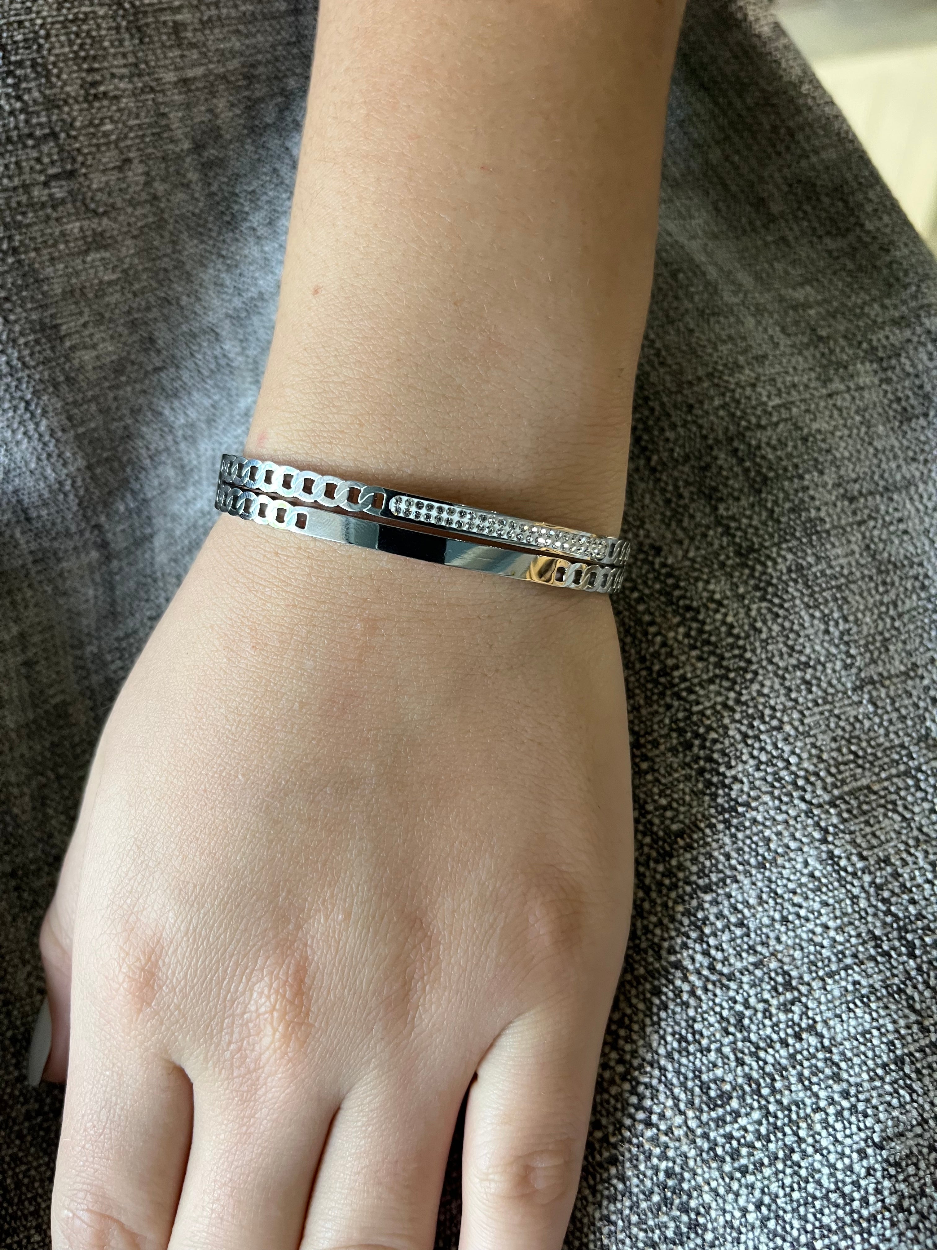 Stainless Steel Paved Zircon Bracelet - SCBR8N10 - BUJIX