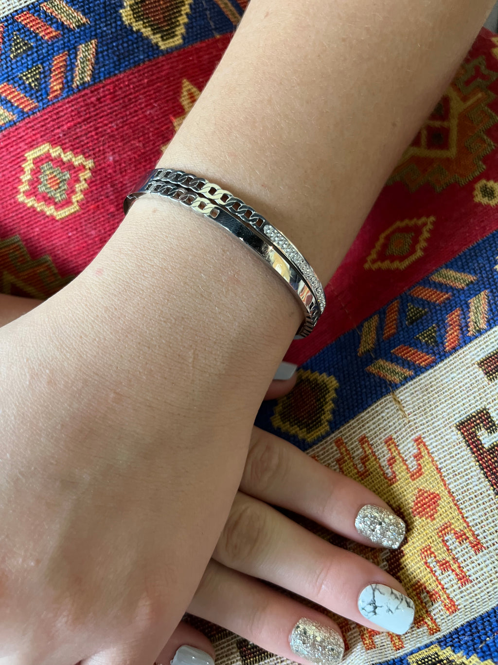 Stainless Steel Paved Zircon Bracelet - SCBR8N10 - BUJIX