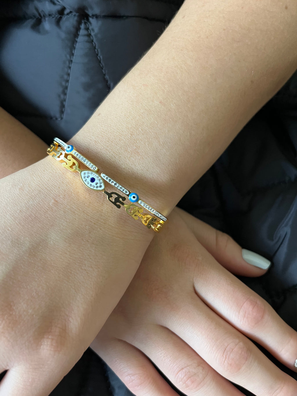 Stainless Steel Evil Eye Bracelet - SCBR8N11 - BUJIX