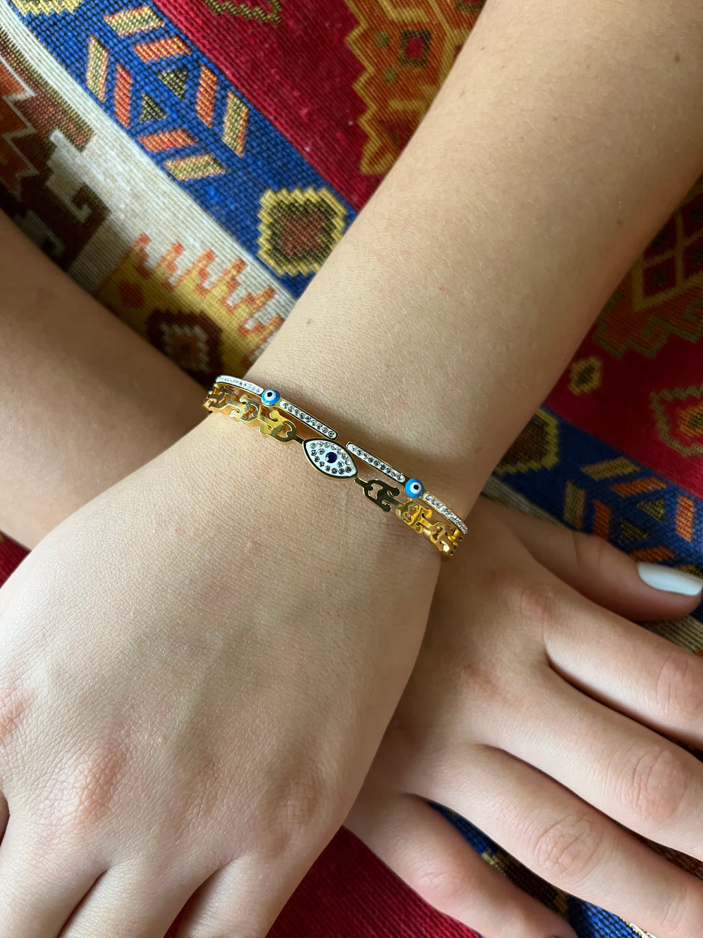 Stainless Steel Evil Eye Bracelet - SCBR8N11 - BUJIX