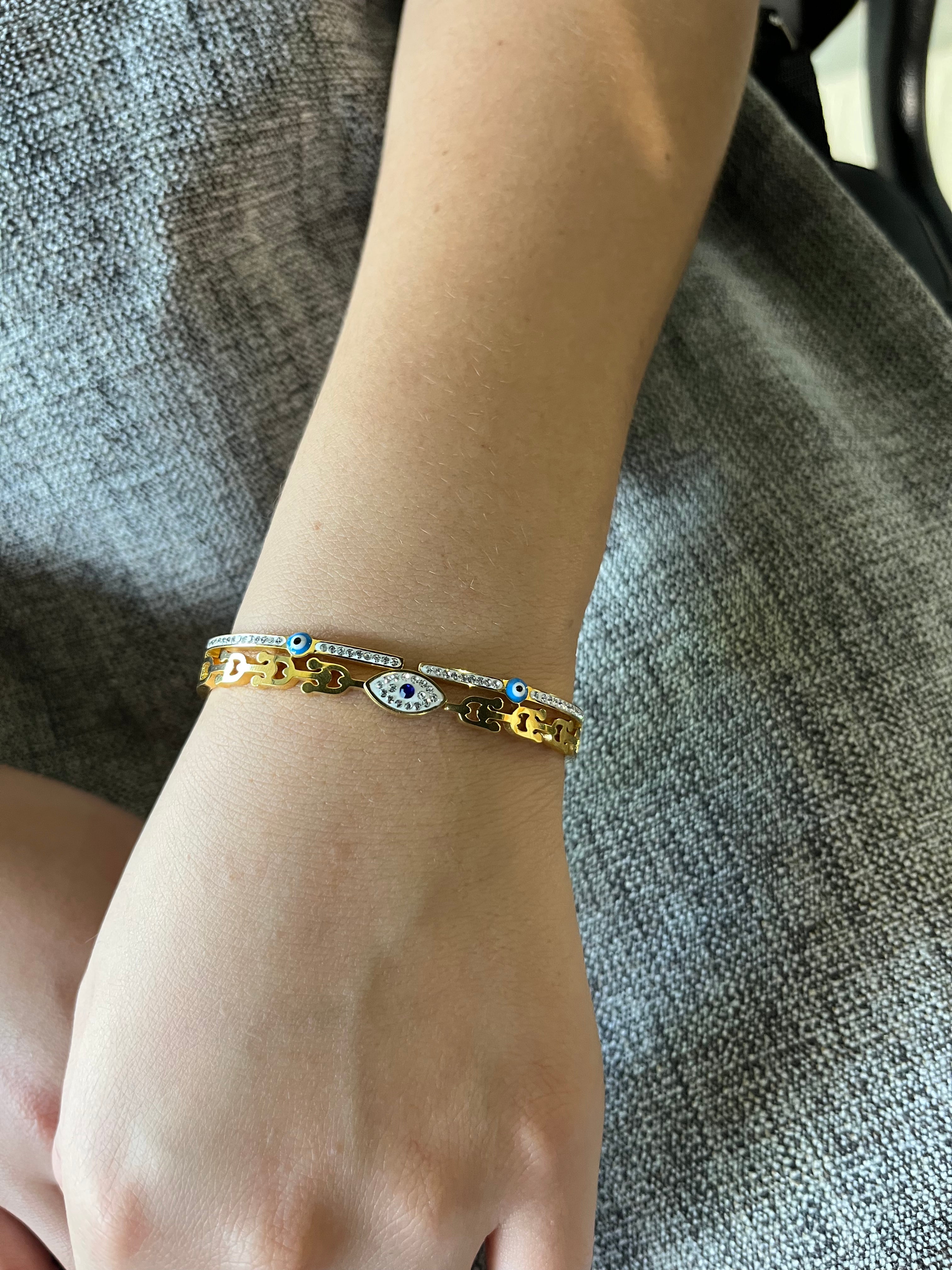 Stainless Steel Evil Eye Bracelet - SCBR8N11 - BUJIX