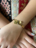 Stainless Steel Bangle Bracelet with Butterfly and Clover Ornaments - SCBR8N14 - BUJIX