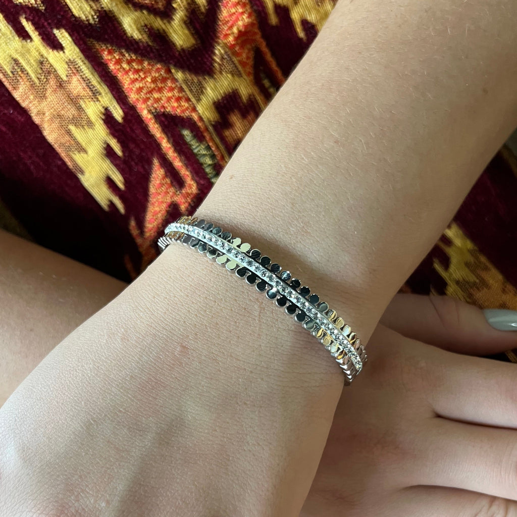 Stainless Steel Paved Zircon Bracelet - SCBR8N17 - BUJIX