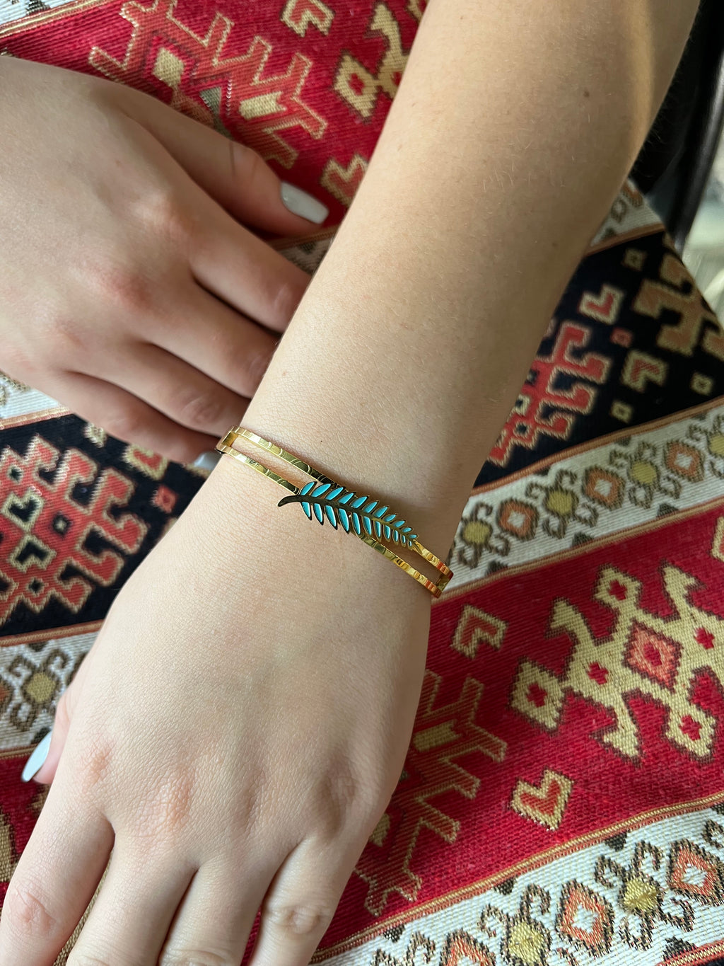 Stainless Steel Turquoise Branch Bracelet - SCBR8N19 - BUJIX