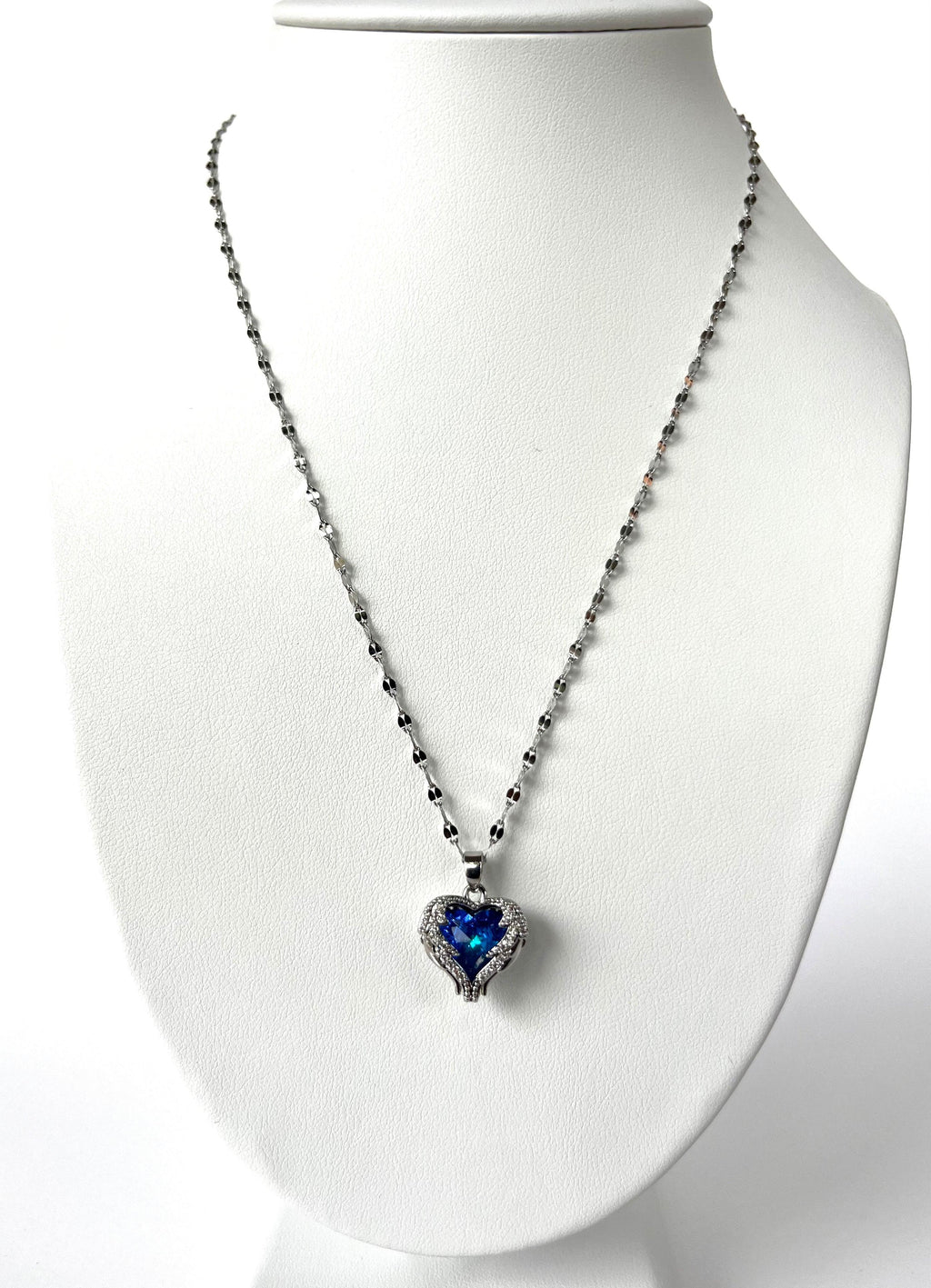 Stainless Steel Blue Gemstone Necklace - BUJIX