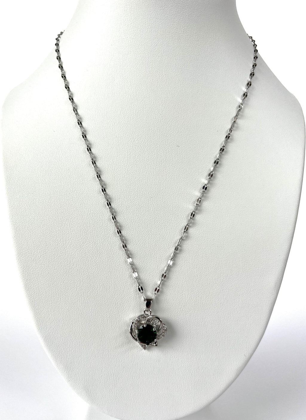 Stainless Steel Green Gemstone Necklace - BUJIX