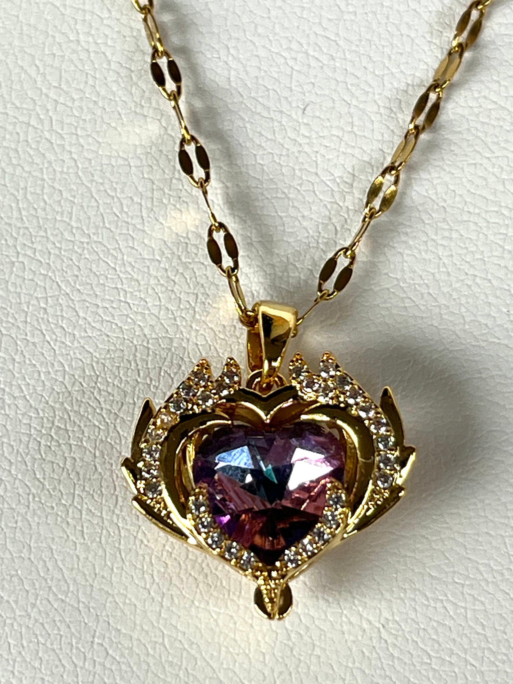 Stainless Steel Purple Gemstone Necklace - BUJIX