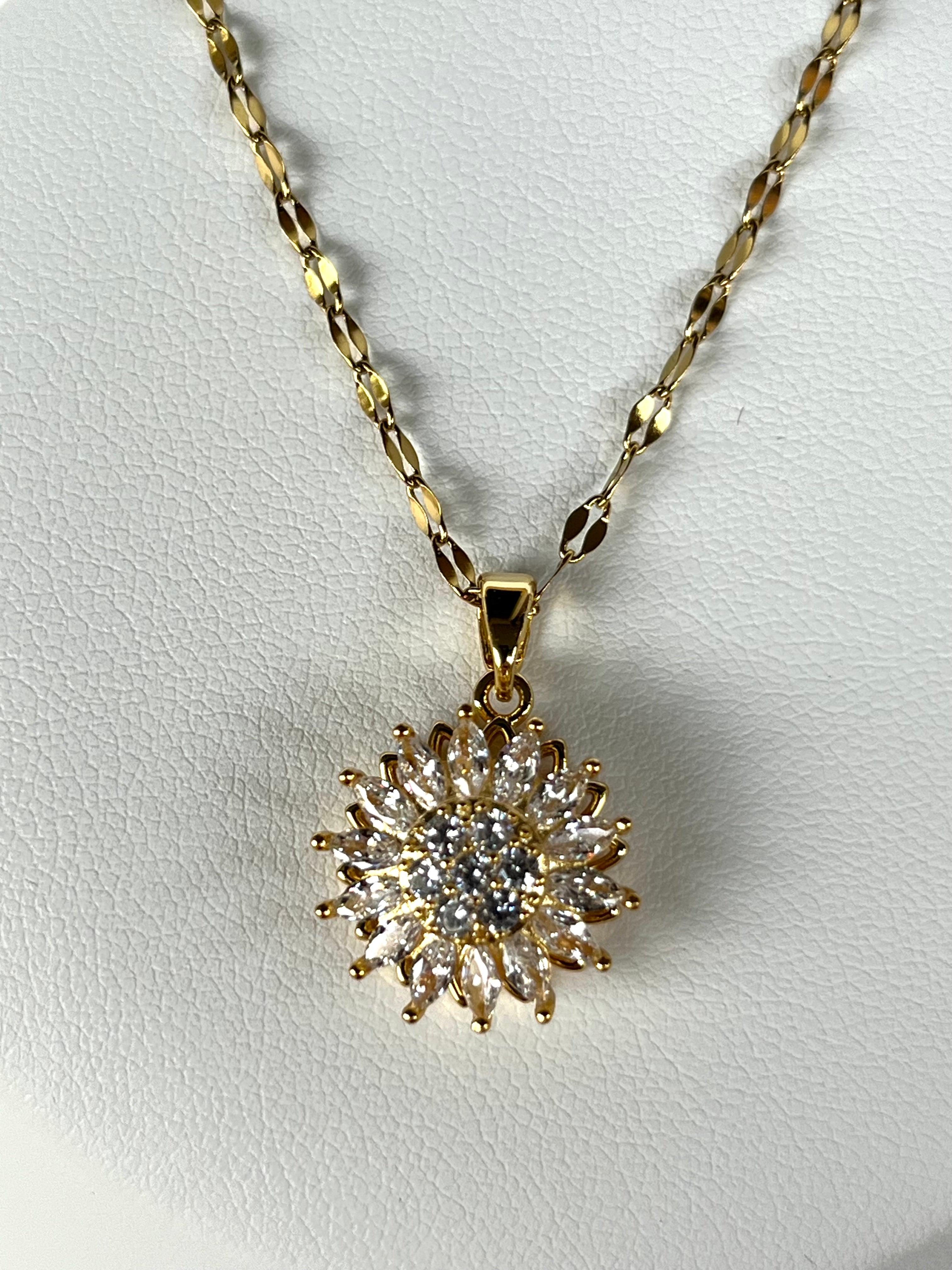 Stainless Steel Rotating Sunflower Necklace - BUJIX