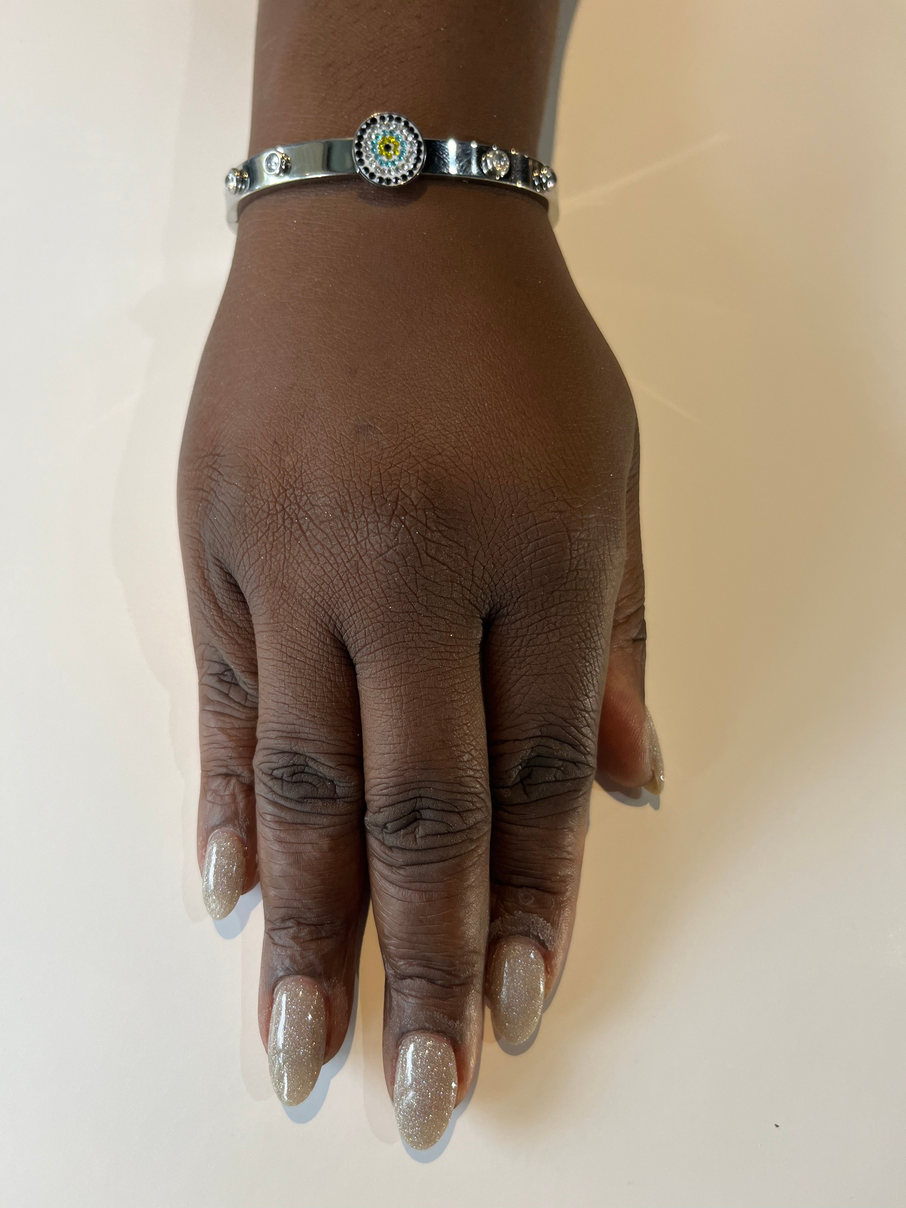 Stainless Steel Evil Eye Bracelet - SCBR5N04 - BUJIX