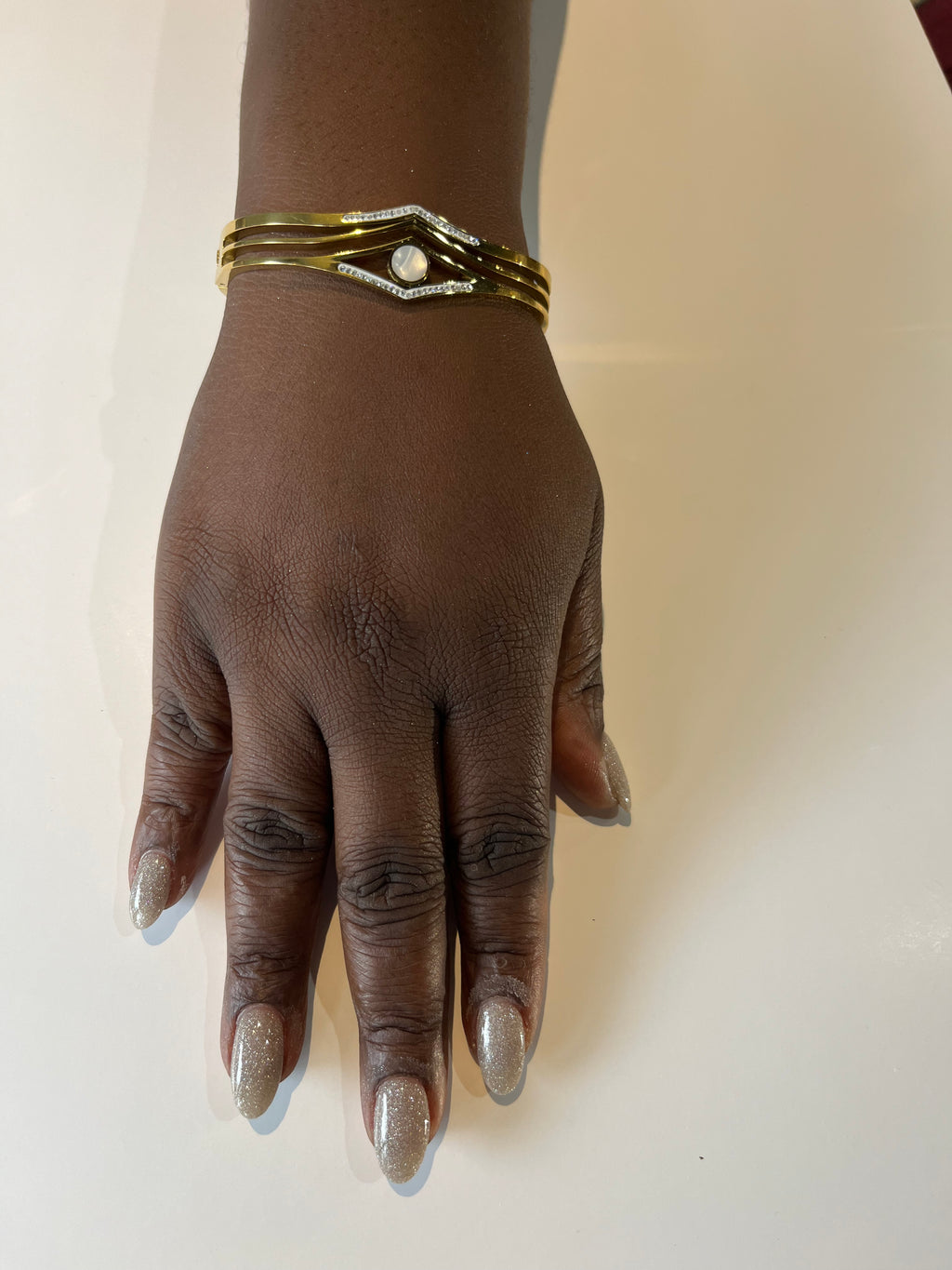 Stainless Steel Bracelet with Pearl Stone - SCBR5N10 - BUJIX