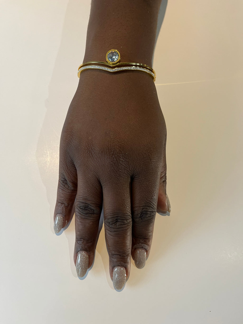 Stainless Steel Paved Zircon Bangle Bracelet - SCBR7N05 - BUJIX