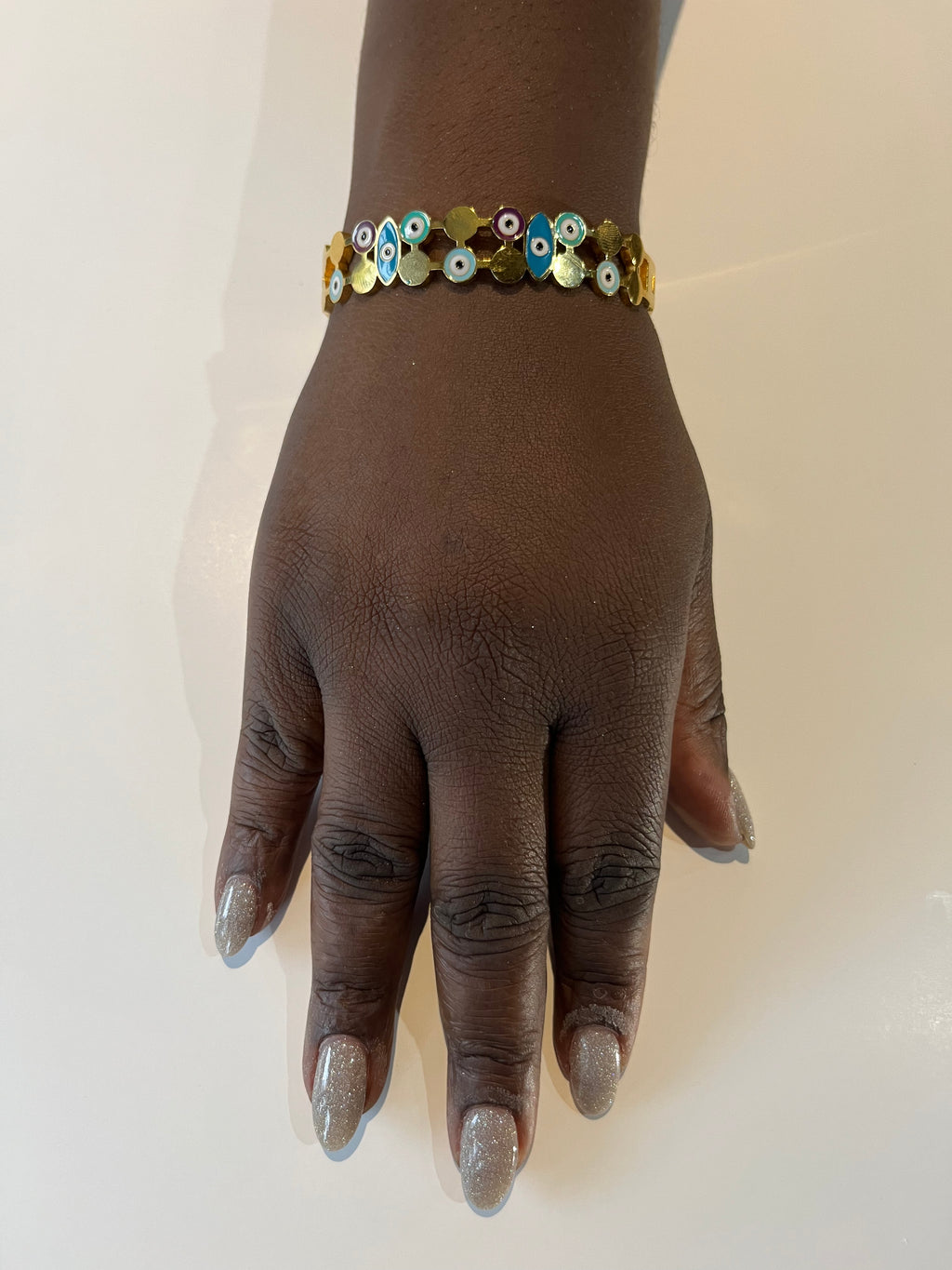 Stainless Steel Evil Eye Bracelet - SCBR7N09 - BUJIX