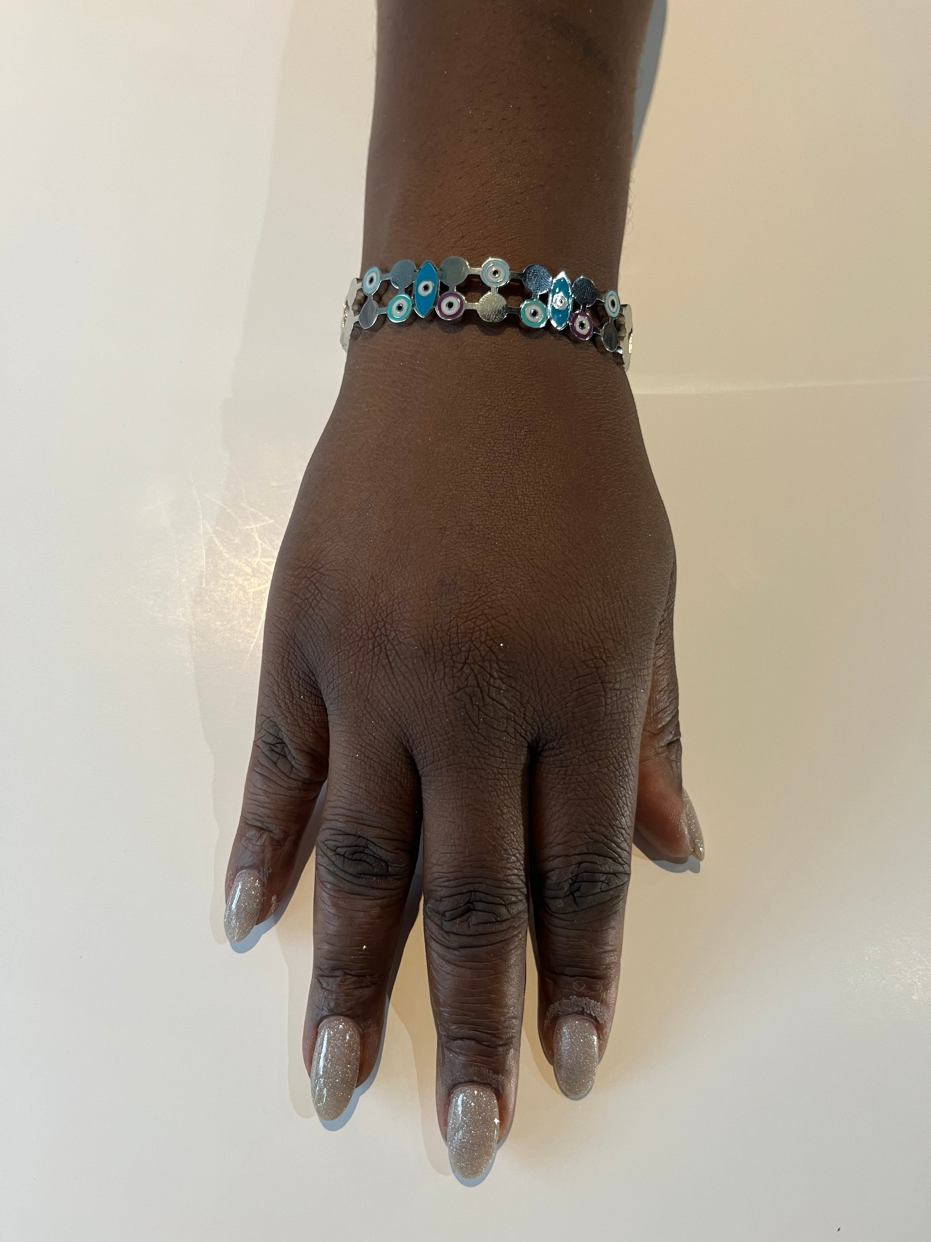 Stainless Steel Evil Eye Bracelet - SCBR7N09 - BUJIX