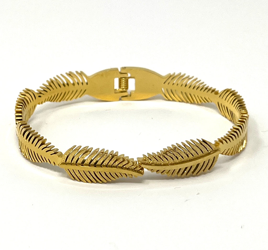 Stainless Steel Leaf Bracelet - SCBR2N6 - BUJIX