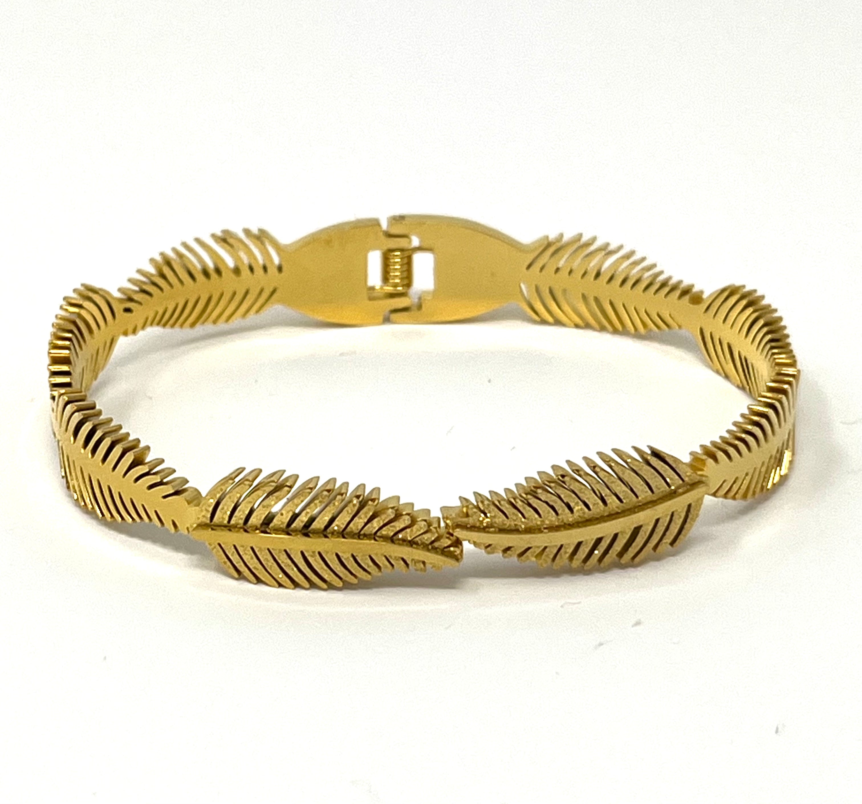 Stainless Steel Leaf Bracelet - SCBR2N6 - BUJIX