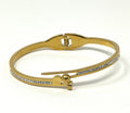 Stainless Steel Bracelet with Zircon Ornaments - SCBR2N10 - BUJIX