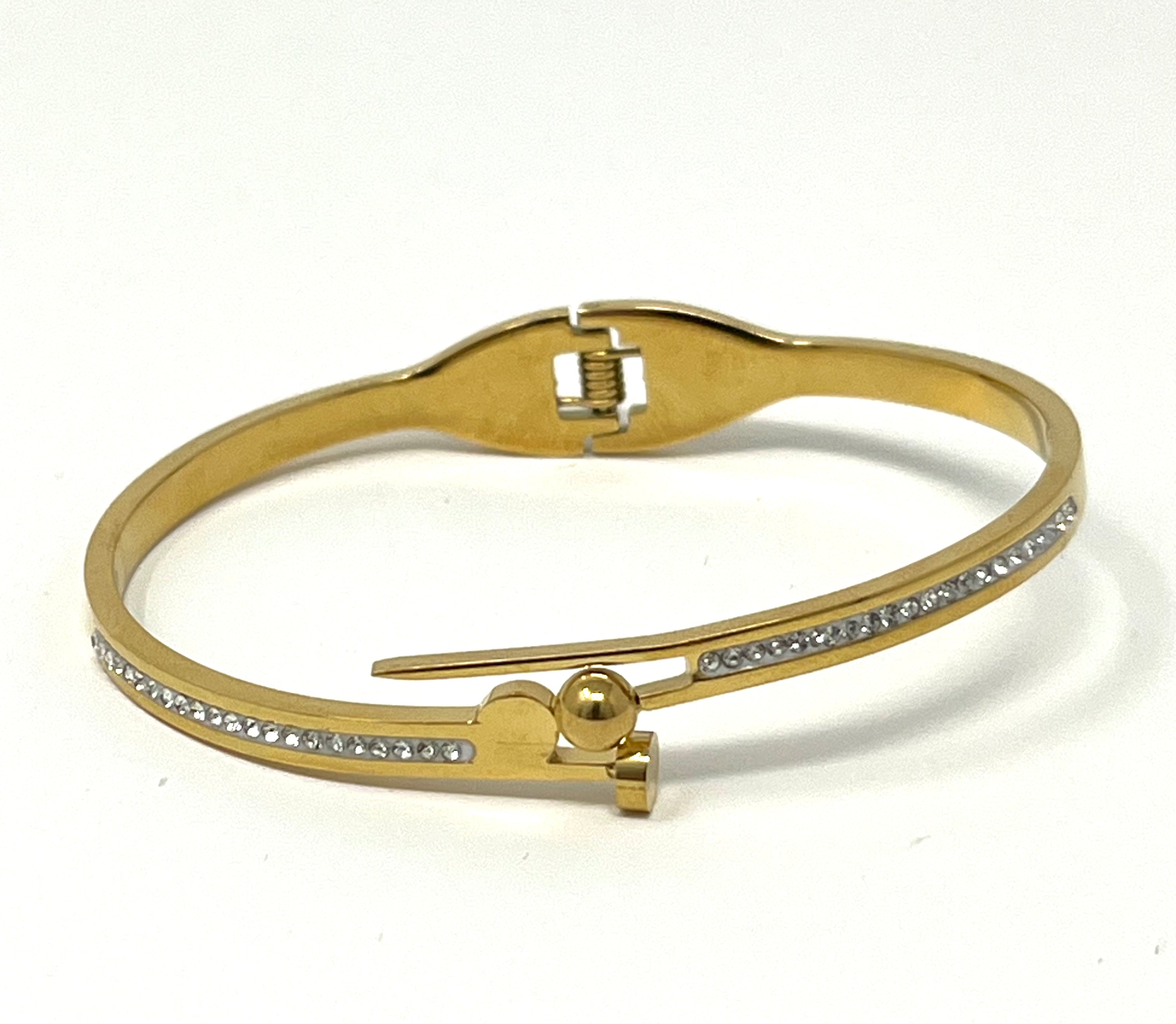 Stainless Steel Bracelet with Zircon Ornaments - SCBR2N10 - BUJIX