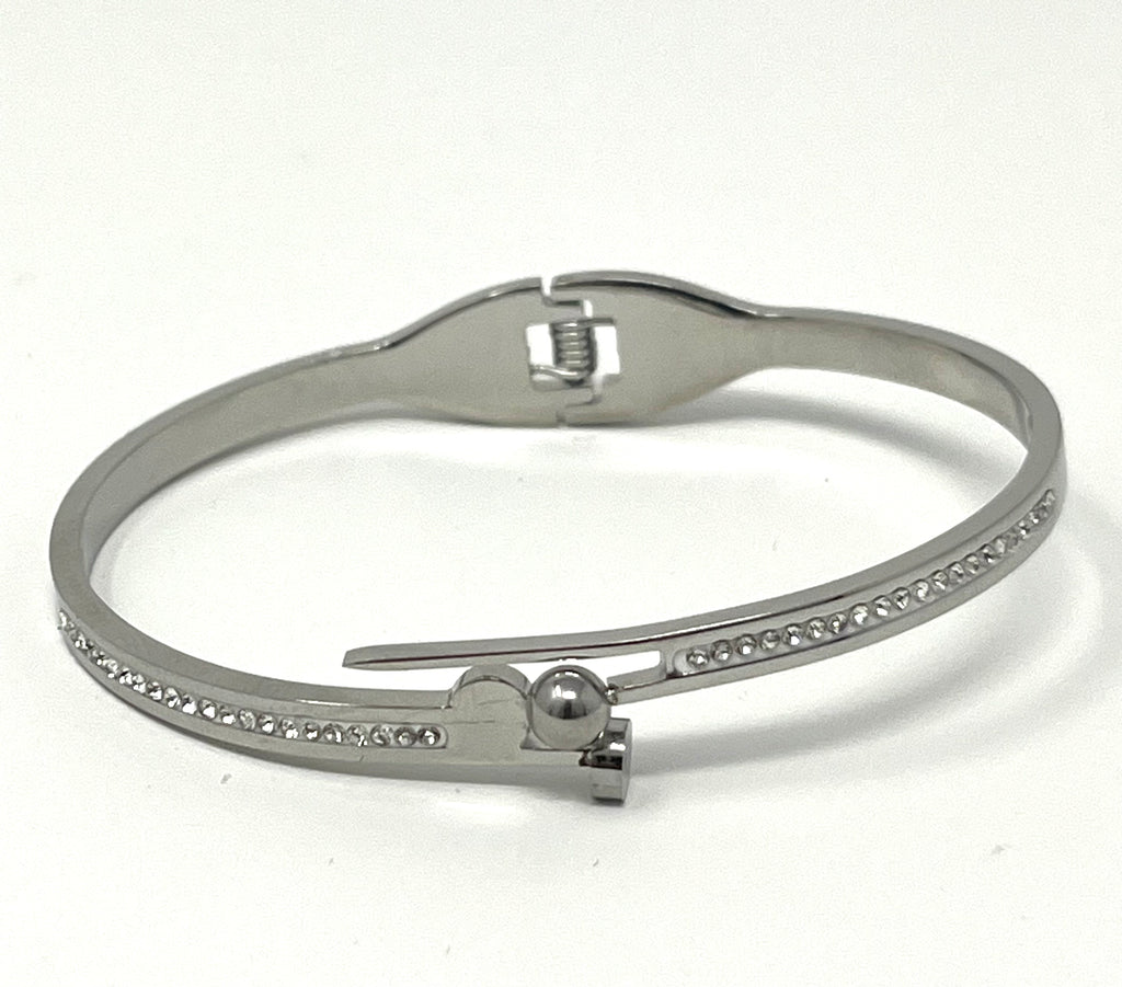 Stainless Steel Bracelet with Zircon Ornaments - SCBR2N10 - BUJIX