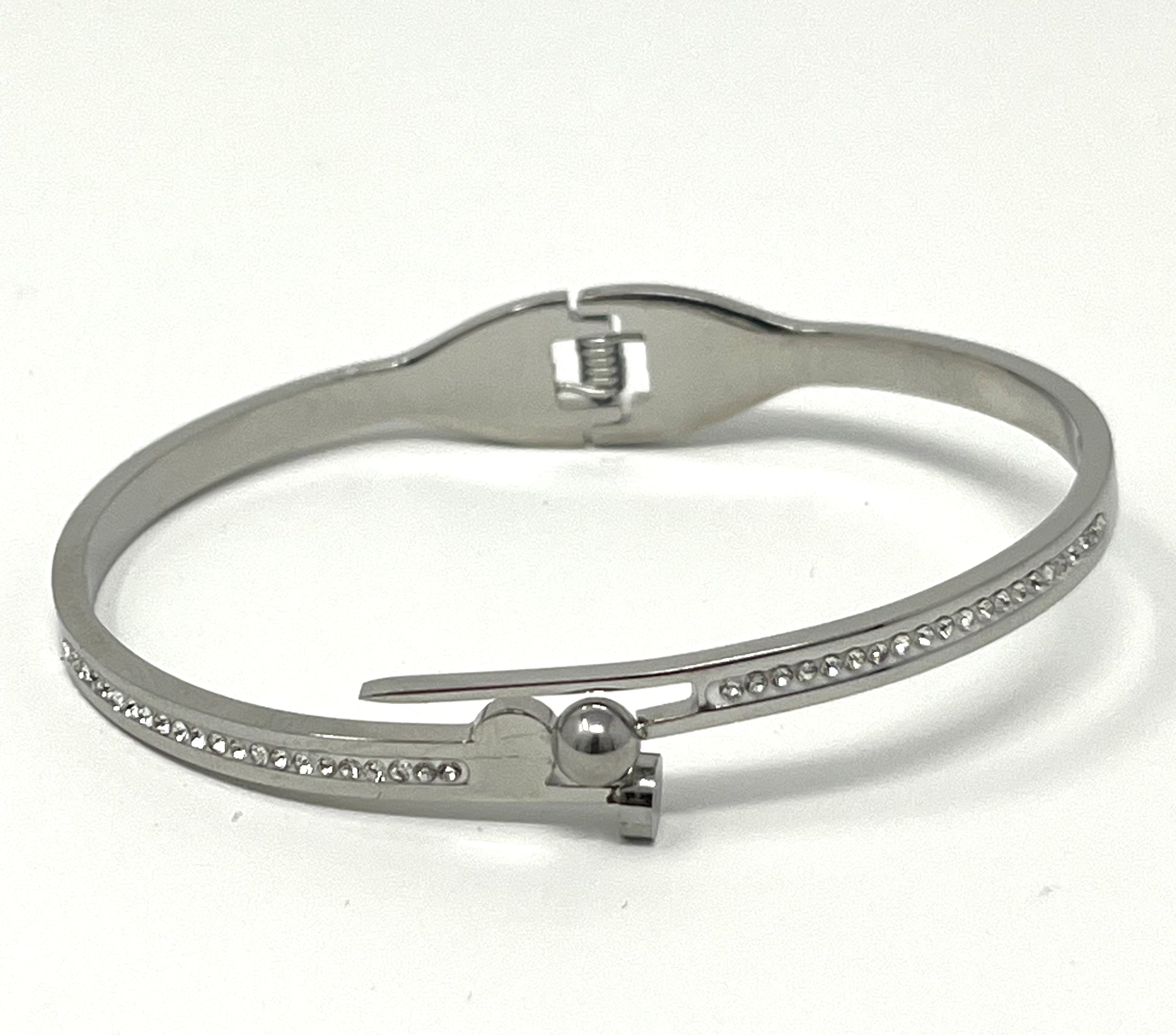 Stainless Steel Bracelet with Zircon Ornaments - SCBR2N10 - BUJIX