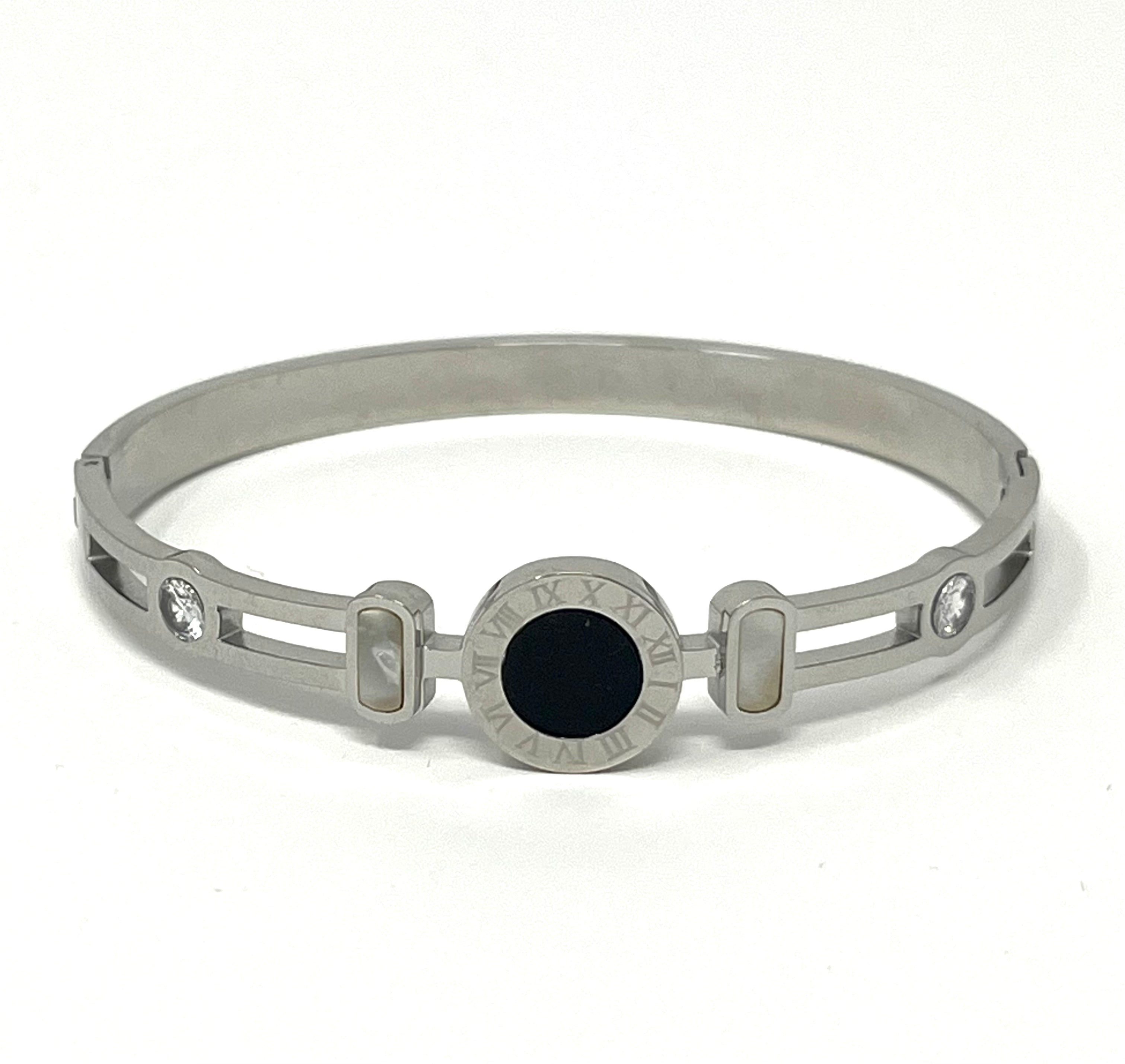 Stainless Steel Bracelet with Roman Numerals - SCBR2N9 - BUJIX