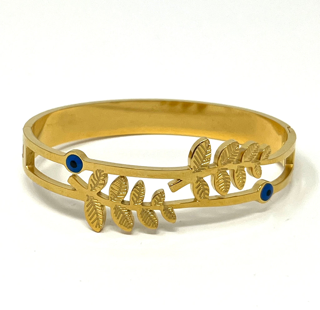 Stainless Steel Leaf Bracelet - SCBR2N11 - BUJIX