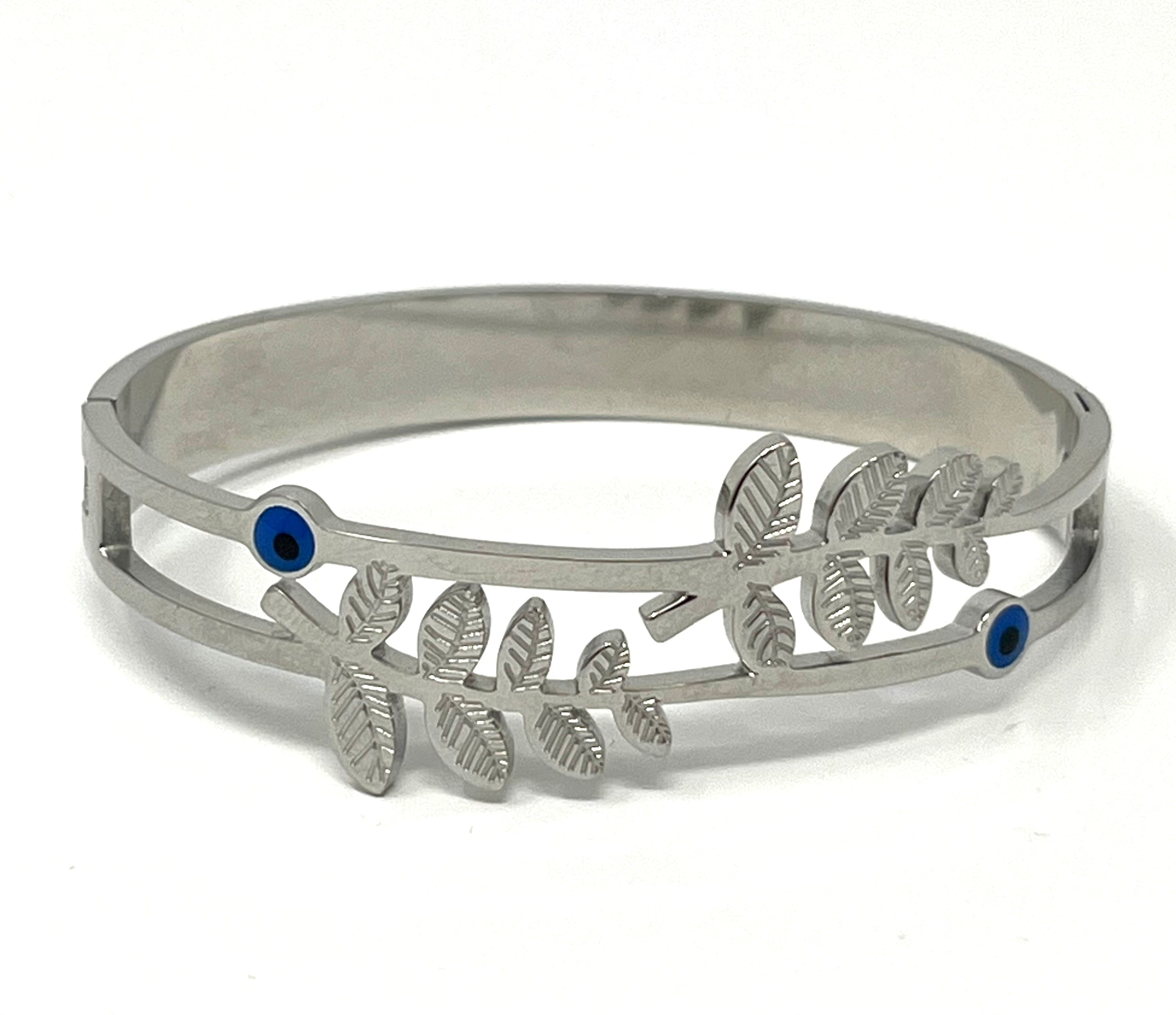 Stainless Steel Leaf Bracelet - SCBR2N11 - BUJIX