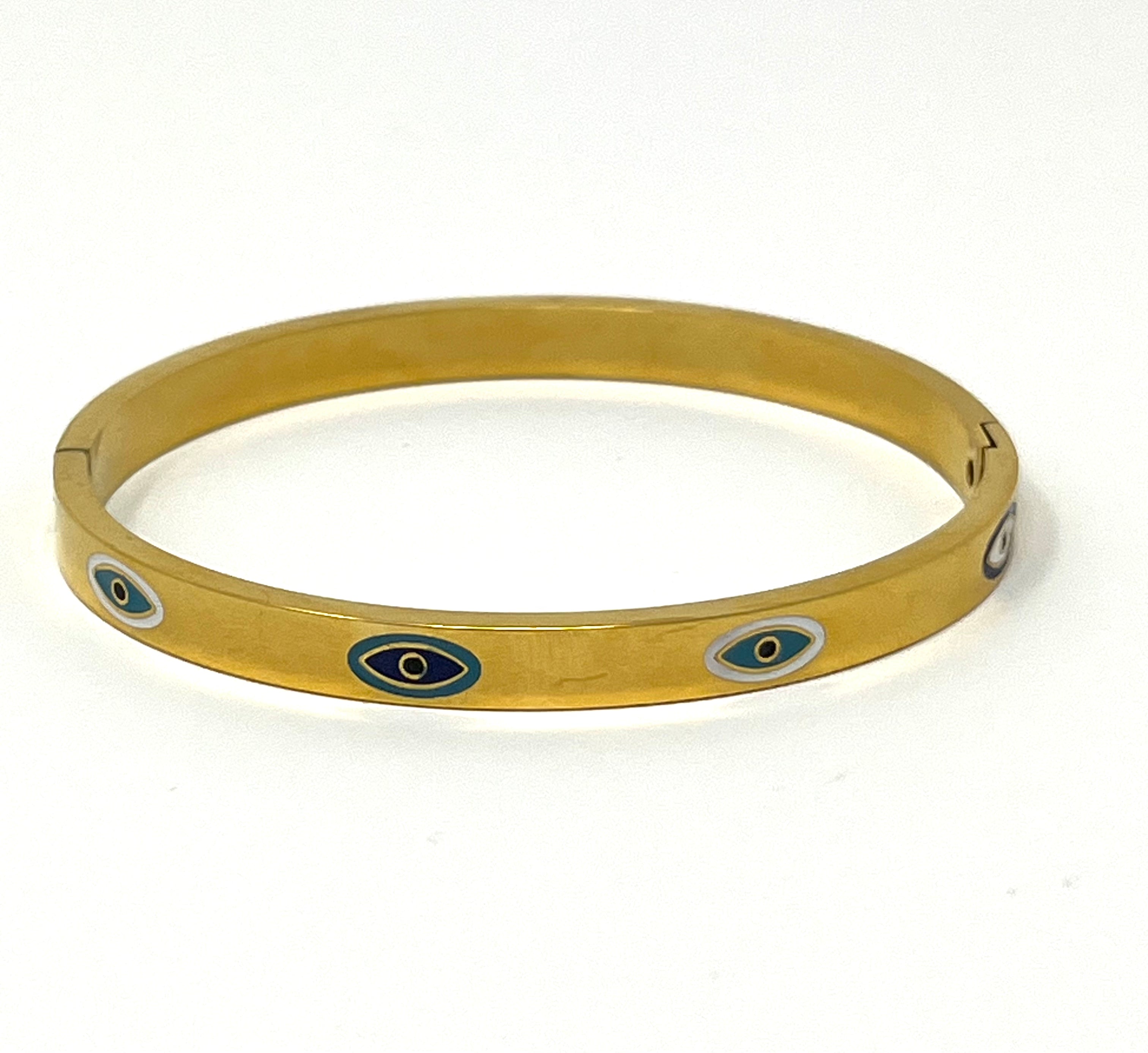 Stainless Steel Evil Eye Bracelet - SCBR3N03 - BUJIX