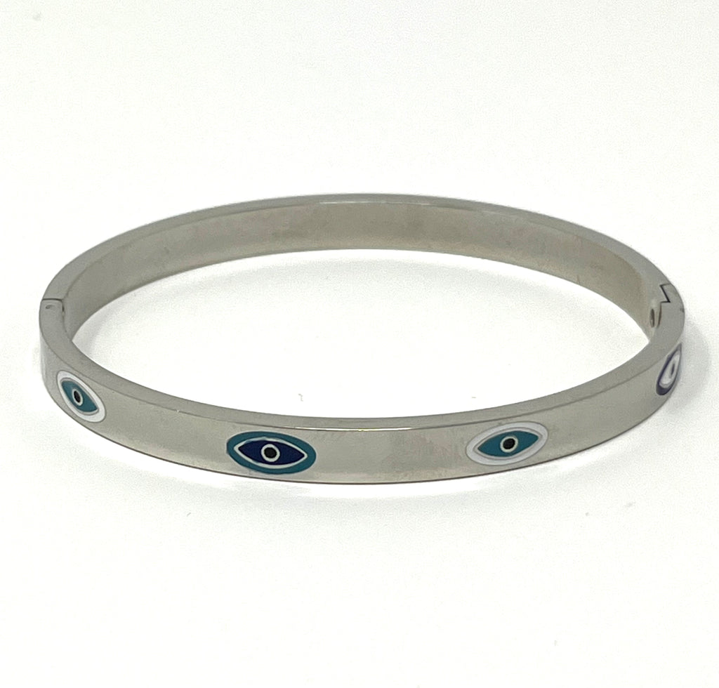 Stainless Steel Evil Eye Bracelet - SCBR3N03 - BUJIX