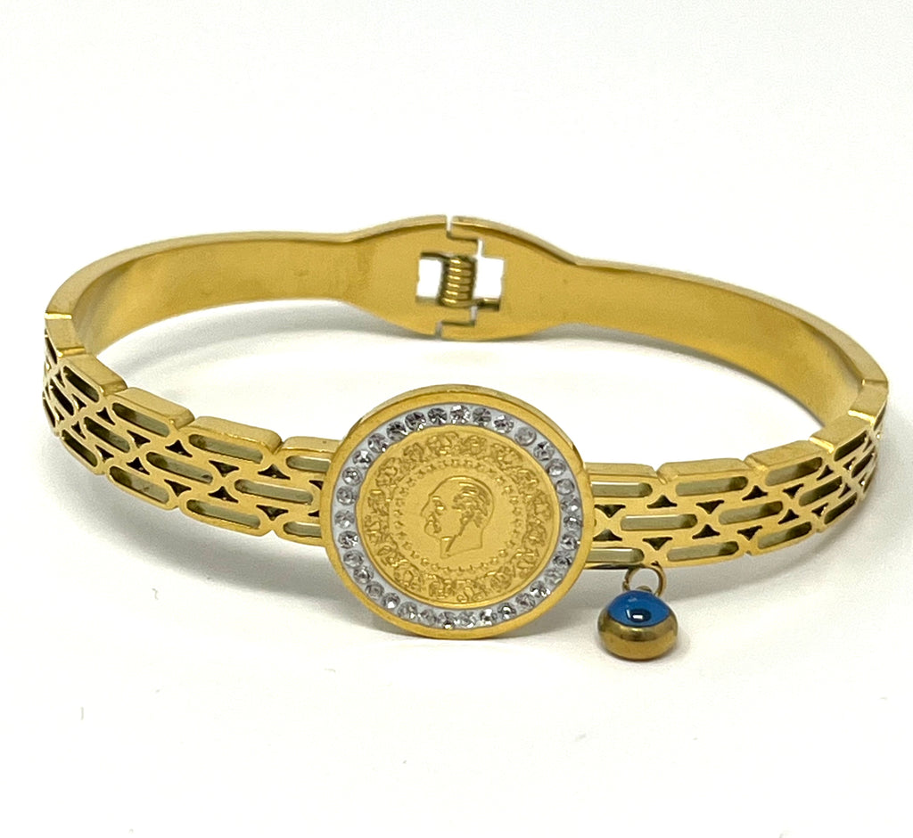 Stainless Steel Bracelet with Evil Eye - SCBR3N07 - BUJIX