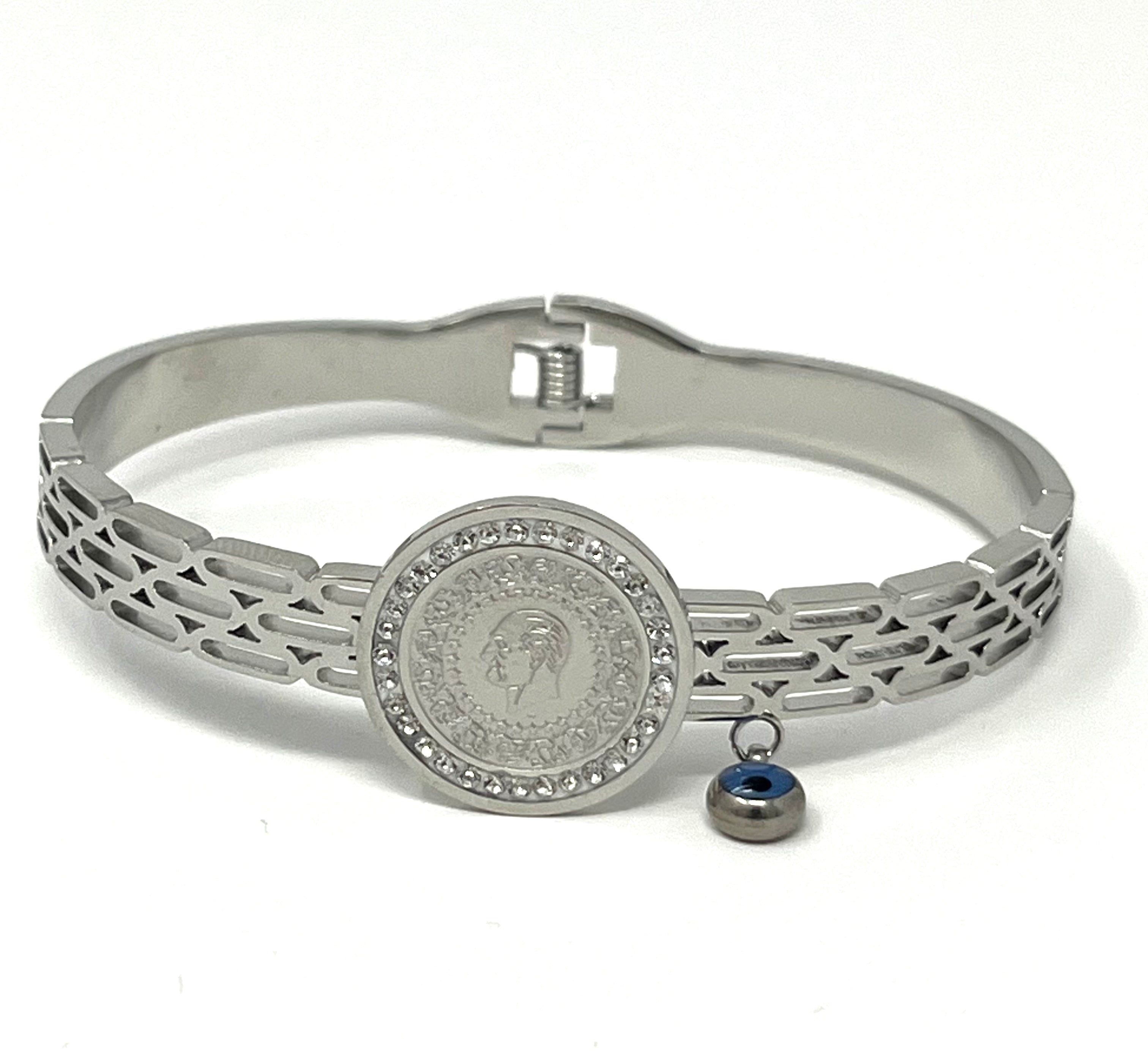 Stainless Steel Bracelet with Evil Eye - SCBR3N07 - BUJIX