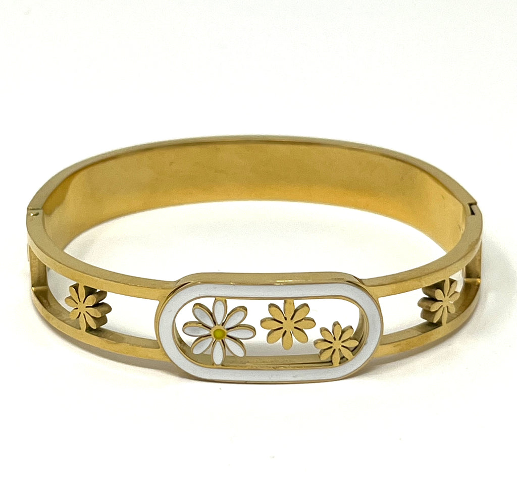 Stainless Steel Daisy Bracelet - SCBR3N08 - BUJIX