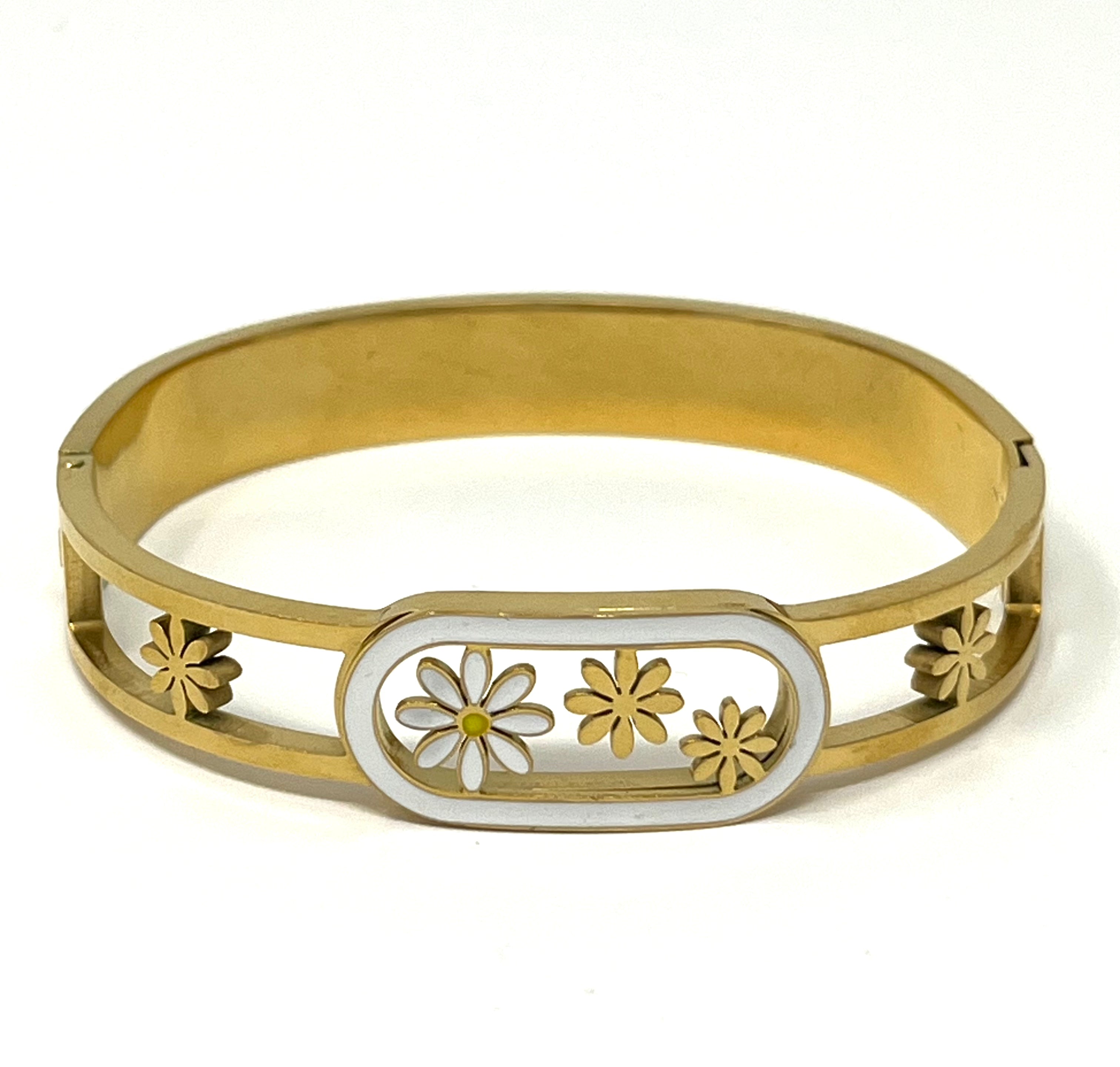 Stainless Steel Daisy Bracelet - SCBR3N08 - BUJIX