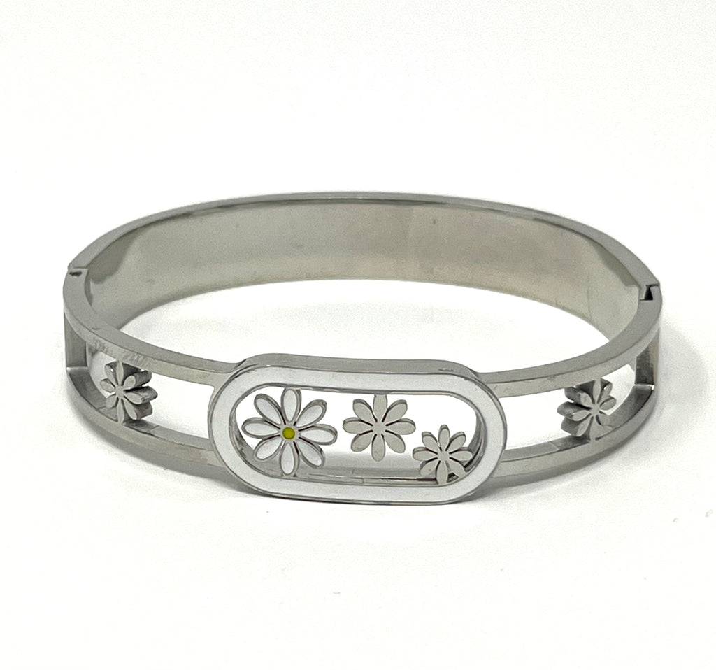 Stainless Steel Daisy Bracelet - SCBR3N08 - BUJIX