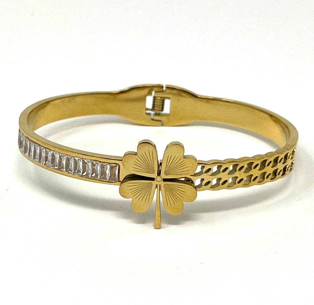 Stainless Steel Clover Bracelet - SCBR3N09 - BUJIX