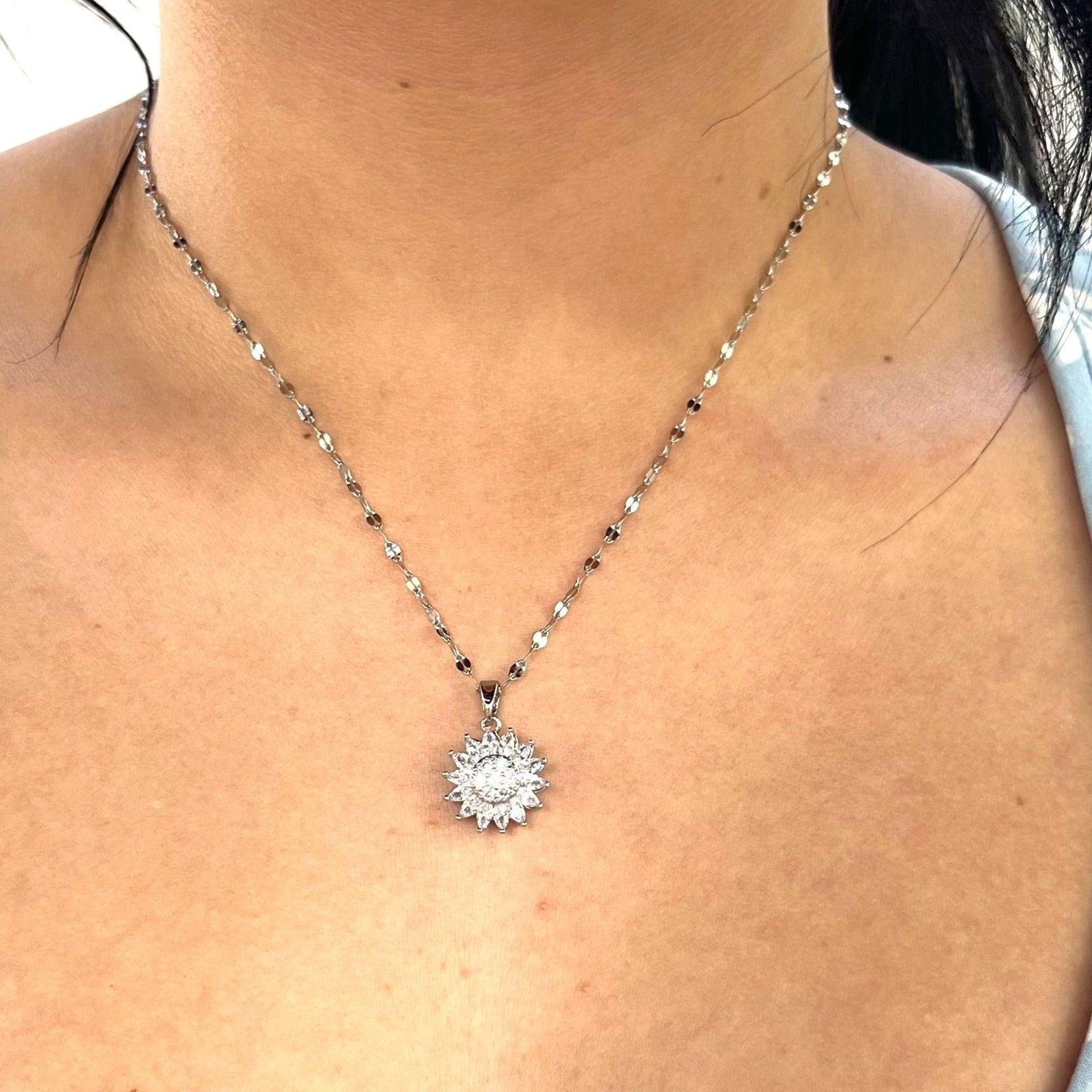 Stainless Steel Red Gemstone Necklace - BUJIX