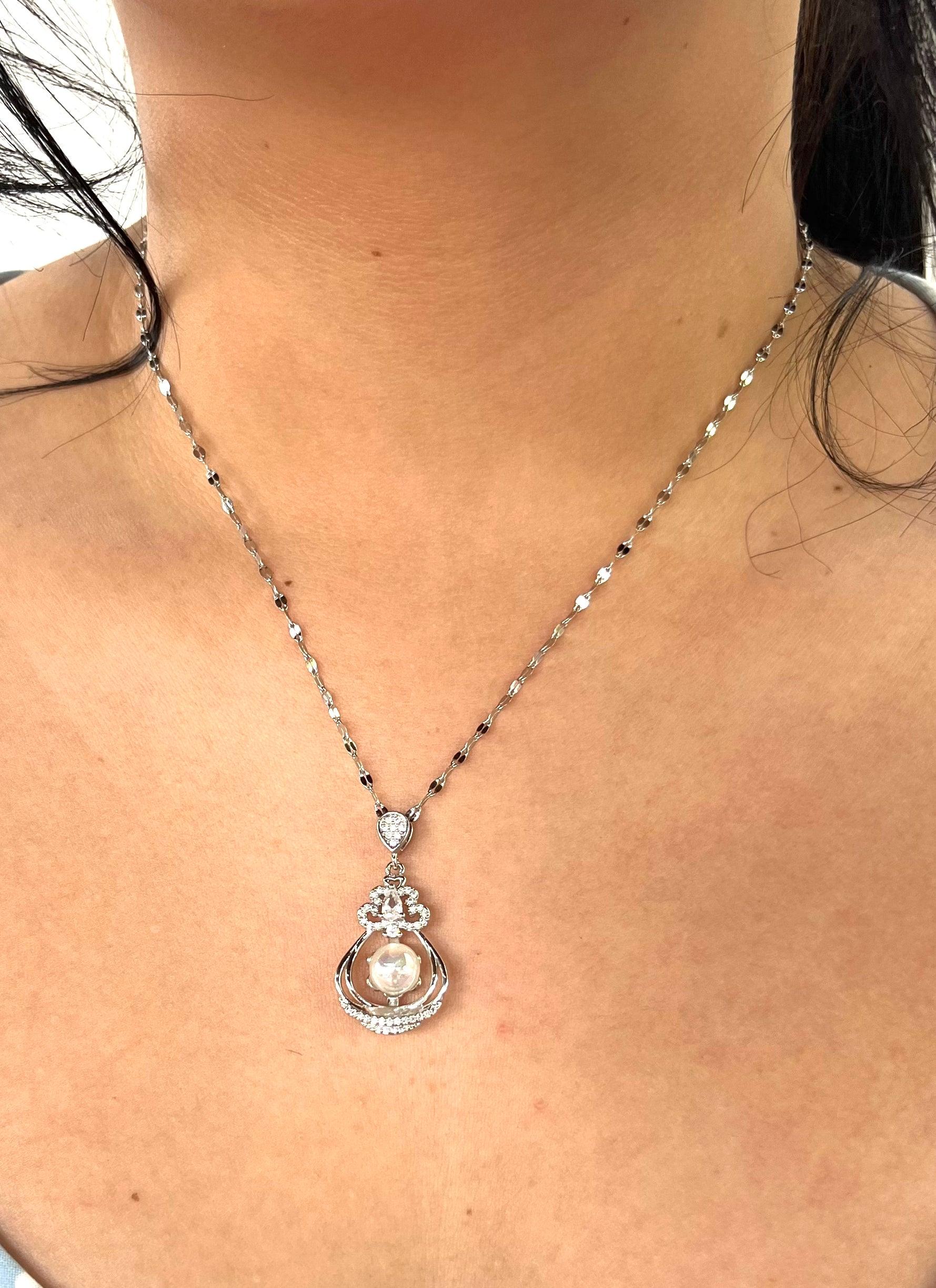 Stainless Steel Pearl Necklace - SNB015 - BUJIX