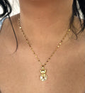 Stainless Steel Owl Pendant Necklace with Zirconia - SNC011 - BUJIX