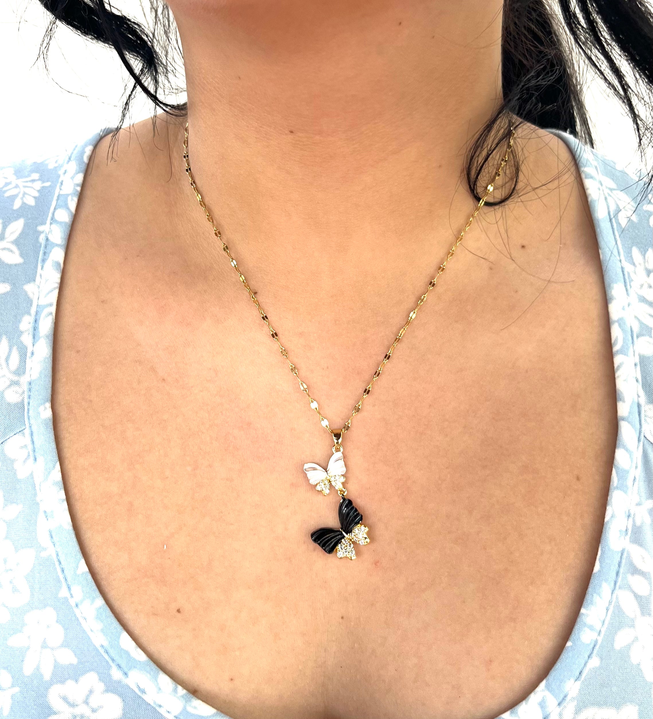 Stainless Steel Butterfly Pendant Necklace - SNC012 - BUJIX