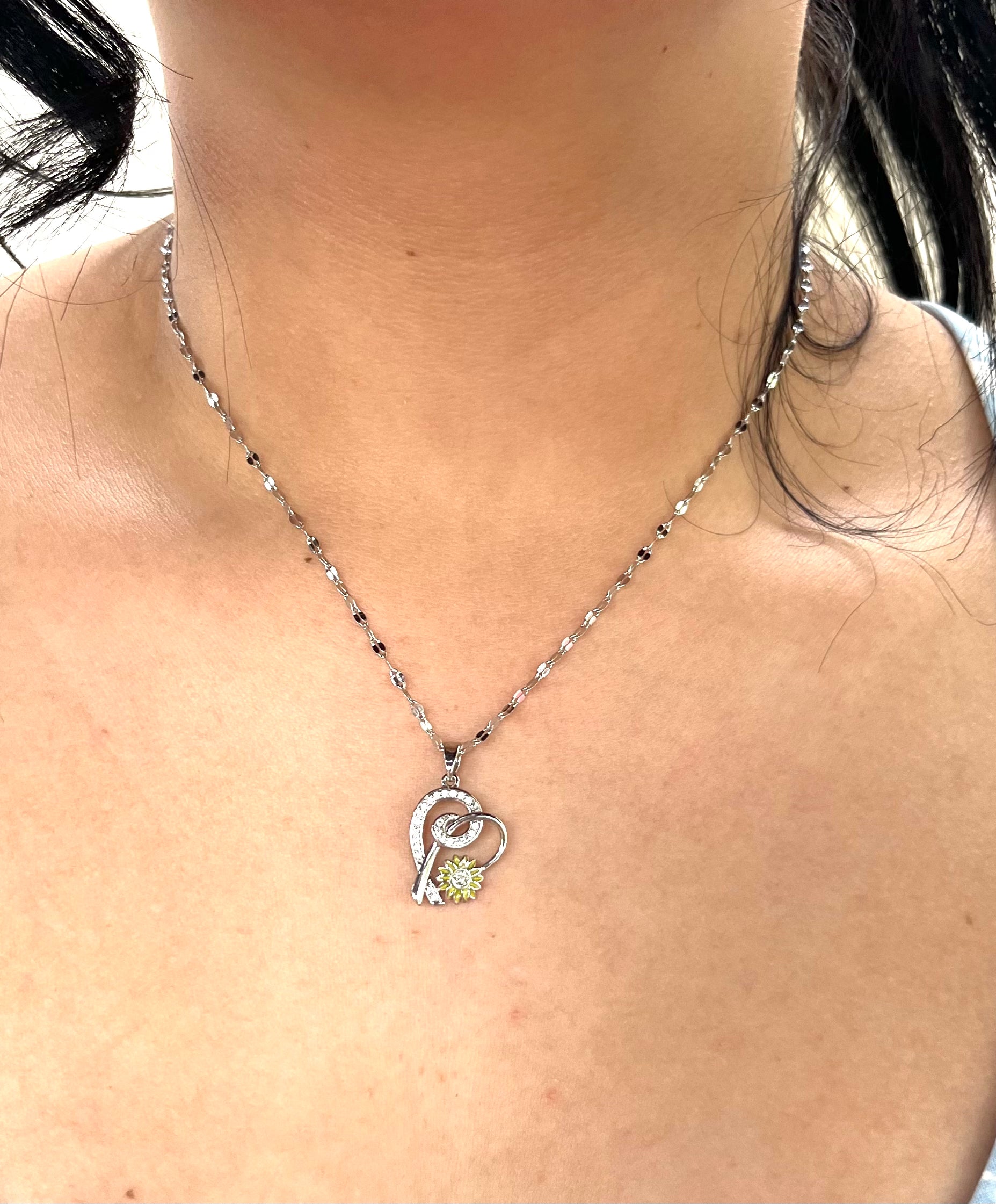 Stainless Steel Zircon Pendant Necklace - SND017 - BUJIX