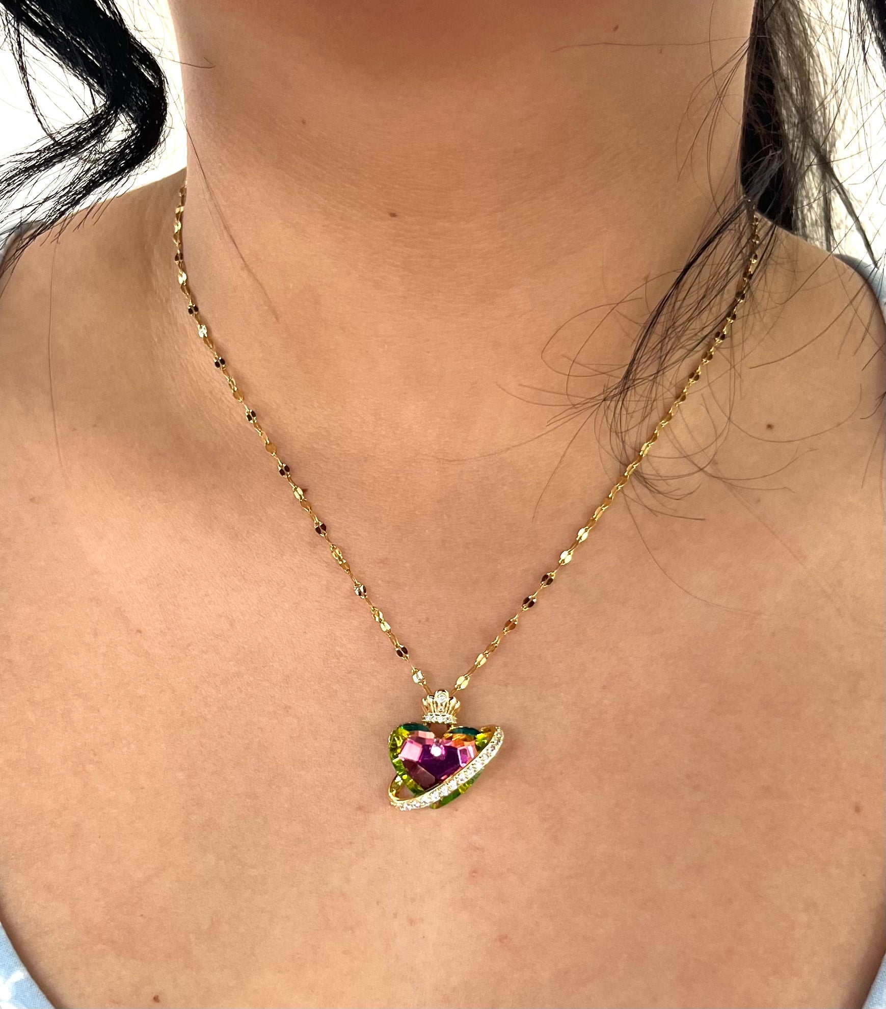 Stainless Steel Shoe Shaped Pendant Necklace with Zircon - SND002 - BUJIX