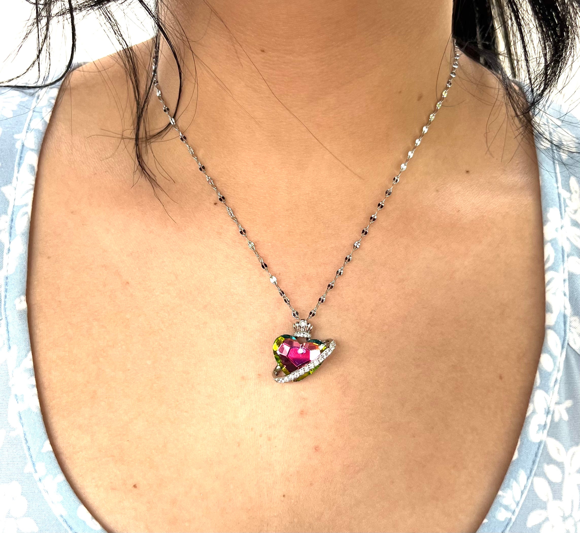 Stainless Steel Shoe Shaped Pendant Necklace with Zircon - SND002 - BUJIX