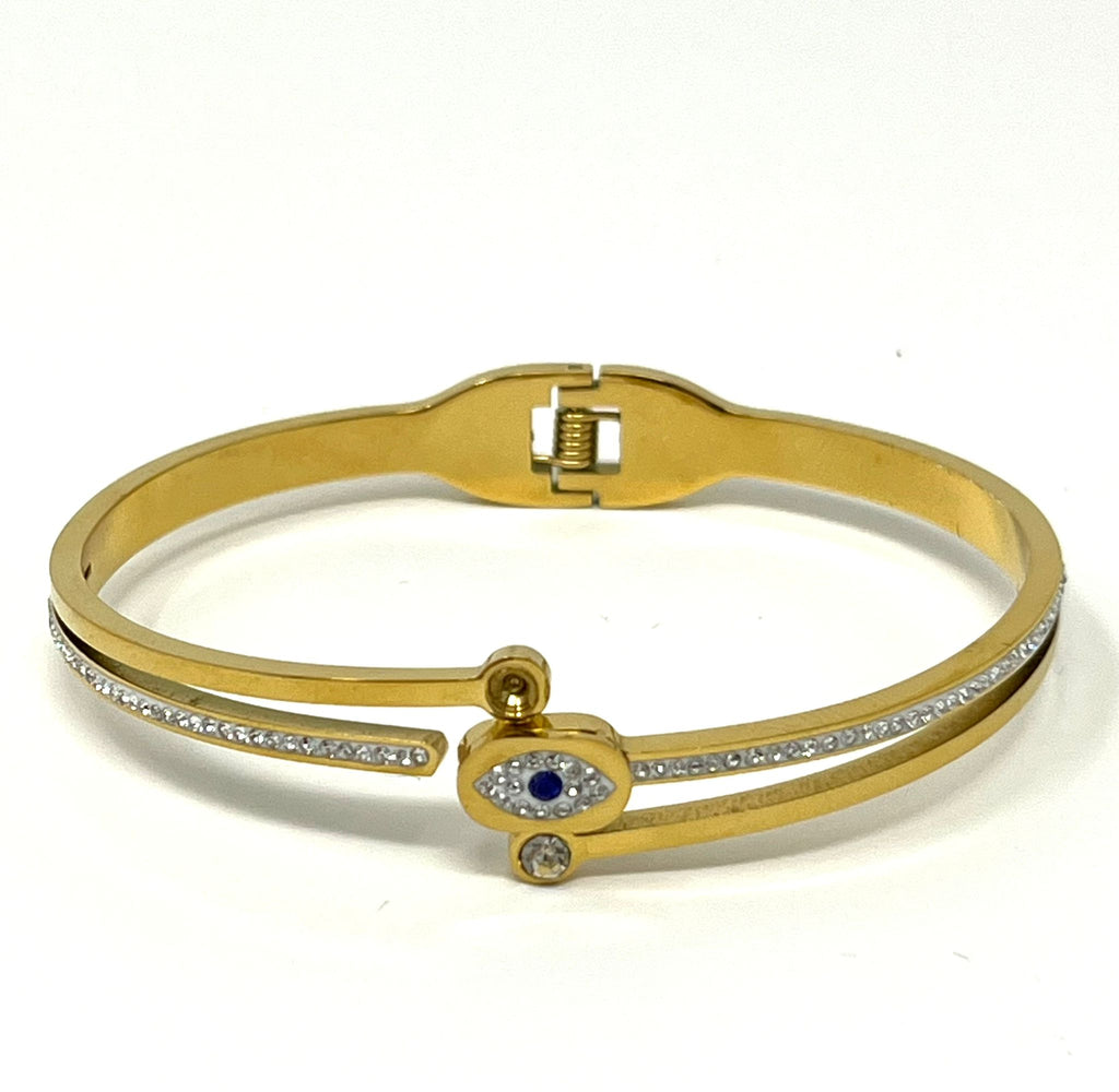 Stainless Steel Evil Eye Bracelet - SCBR1N5 - BUJIX