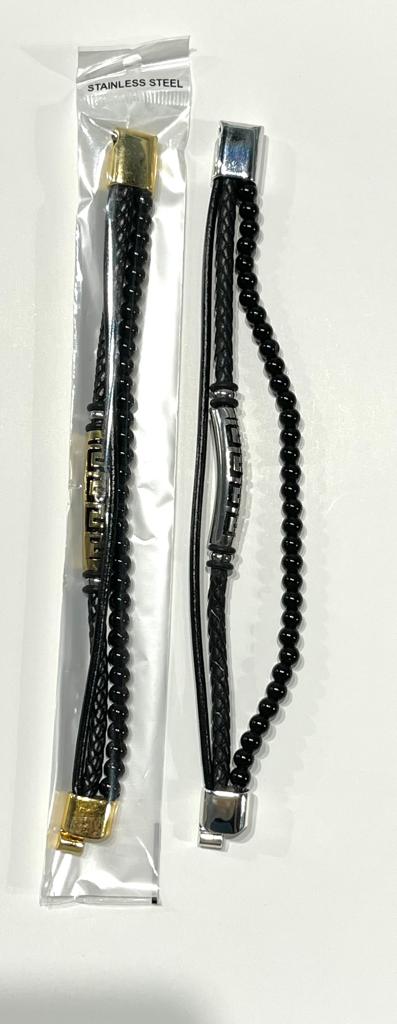 Stainless Steel Key Leather Bracelet for Men - SBFMK2 - BUJIX