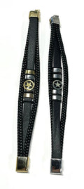 Stainless Steel Star Bracelet with Braided Leather for Men - SBFMK3 - BUJIX