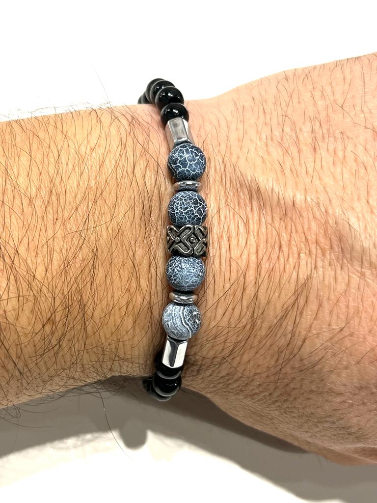 Stainless Steel Turquoise Beaded Bracelet for Men - SBFMM4 - BUJIX
