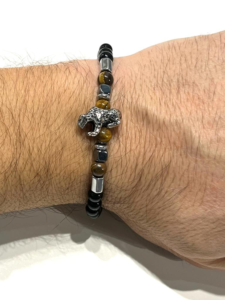 Stainless Steel Tiger Beaded Bracelet for Men - SBFMM5 - BUJIX