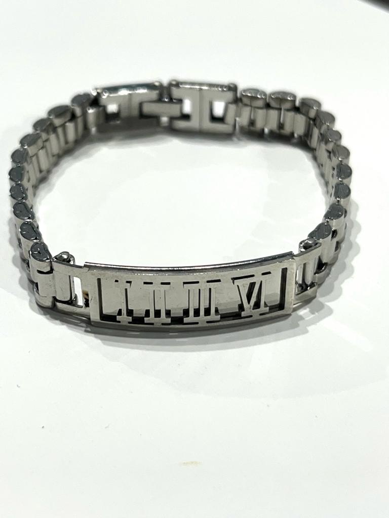 Stainless Steel Bracelet with Roman Numerals for Men - SBFMG1 - BUJIX