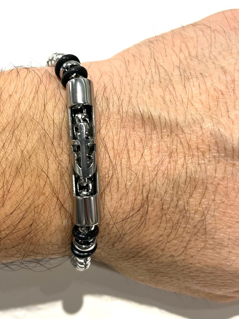 Braided Stainless Steel Anchor Bracelet for Men - SBFMP4 - BUJIX